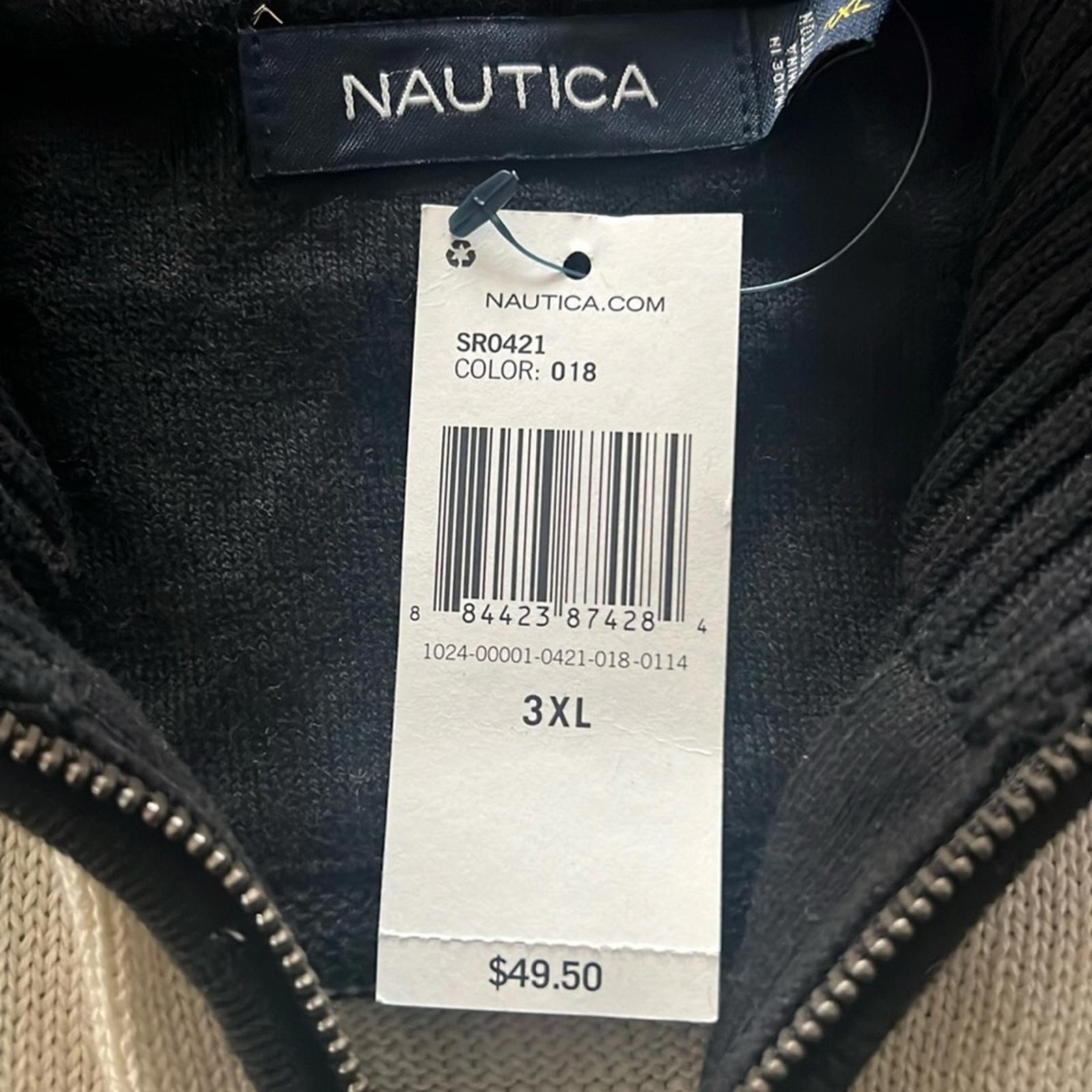 Nautica Quarter-Zip Elbow Patch Mock Neck Sweater, Size 3XL NEW w/Tag