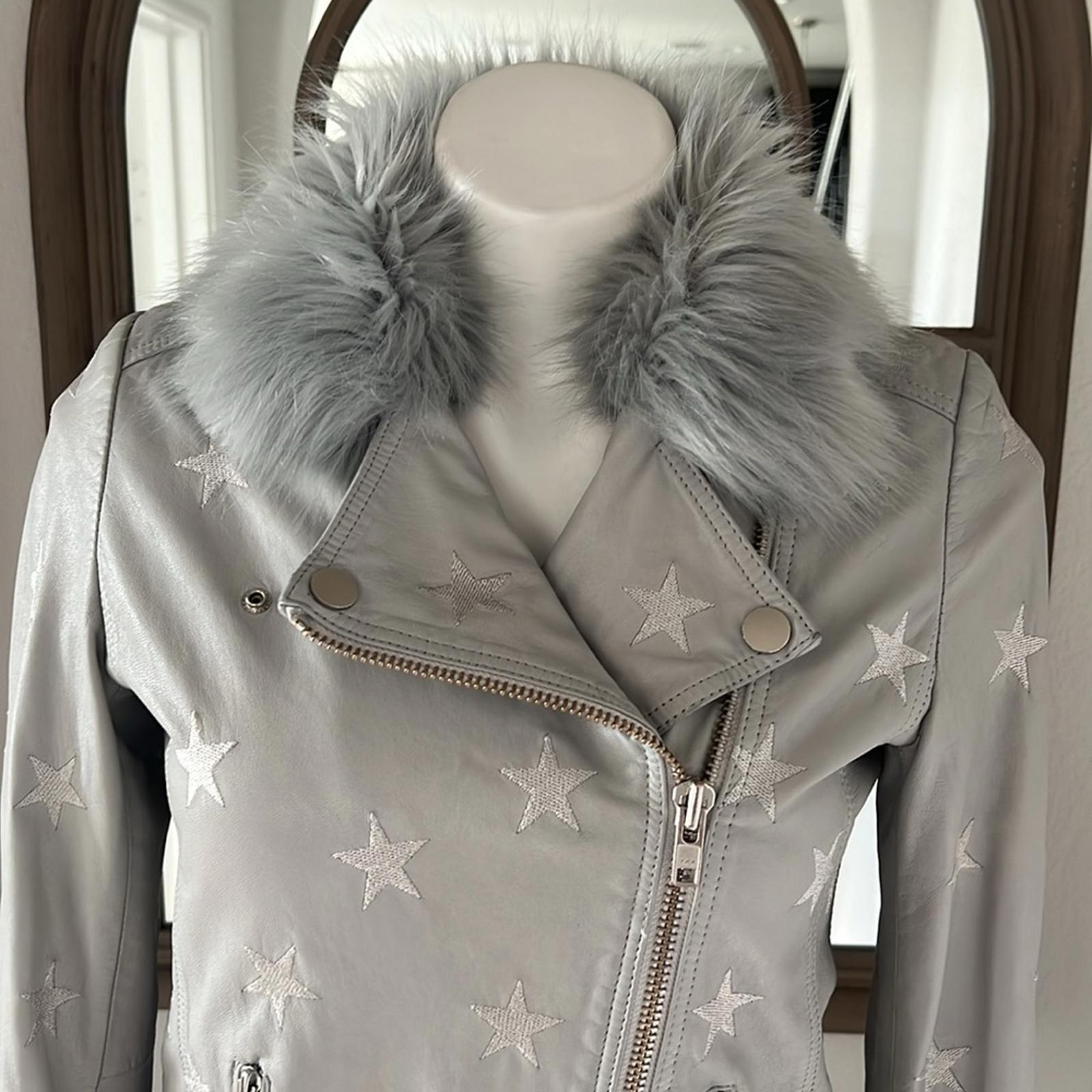 Samantha Sipos Seeing Stars Lambskin Leather Jacket, Size Small Retail $1,895