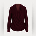 Lauren Ralph Lauren Pleated Velvet Surplice Blouse, Size 6 NEW $165