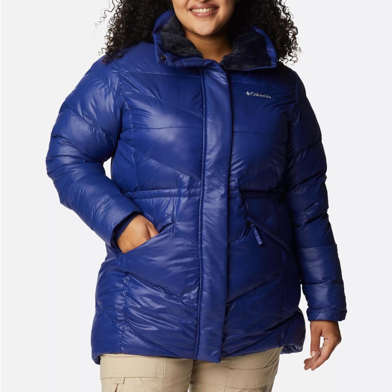 Columbia Peak to Park II Hooded Faux-Fur-Trim Jacket, Blue Size 1X New w/Tag