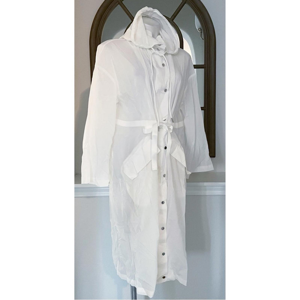 MOTF Lightweight Drawstring Trench Coat in White, Size L New in Packaging