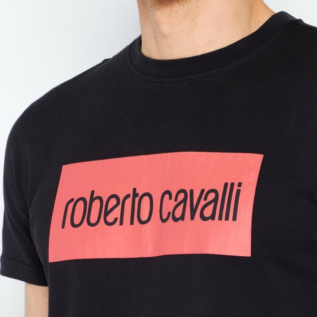 Roberto Cavali Graphic Logo Print T-Shirt in Black, Size XXL NEW w/Tag