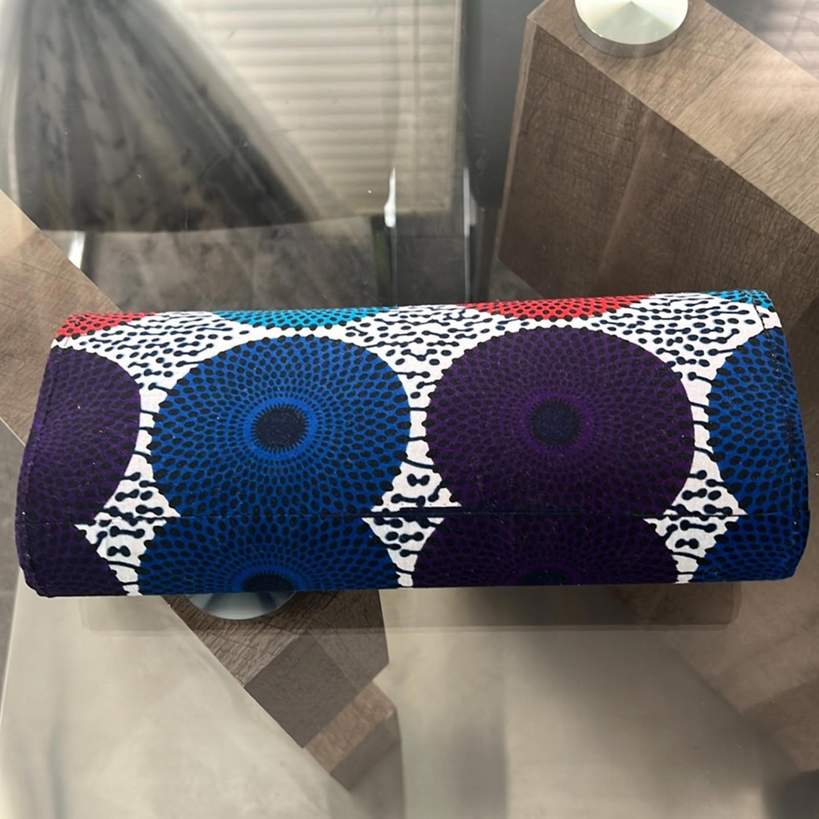 NEW Handmade 5-Piece Ankara Clutch Bag, White Blue Red (No tags)
