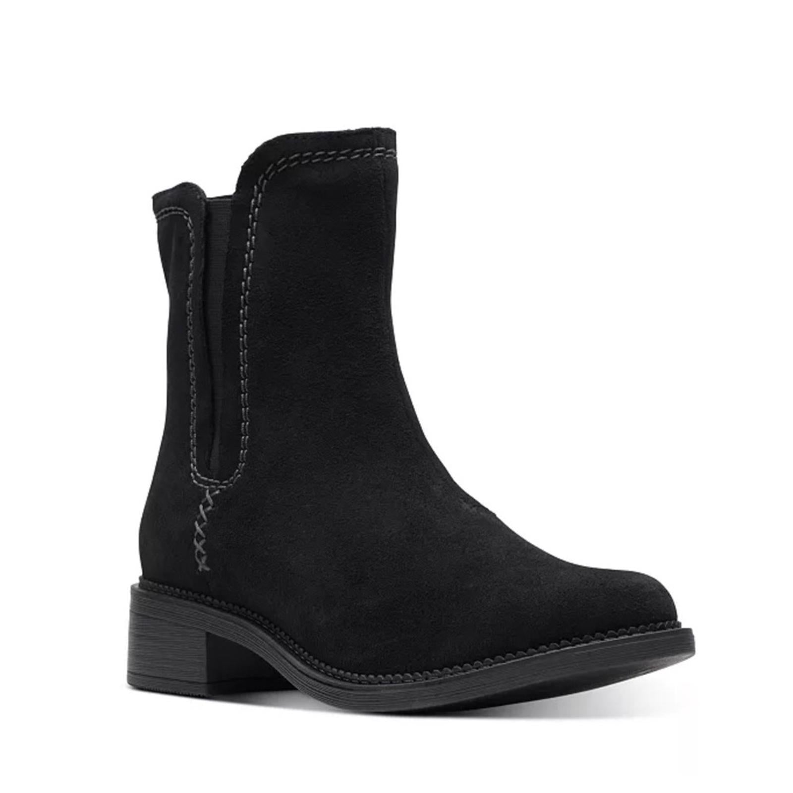 Clarks Maye Zip Mid-Calf Booties in Black Suede, Size 6 New in Box