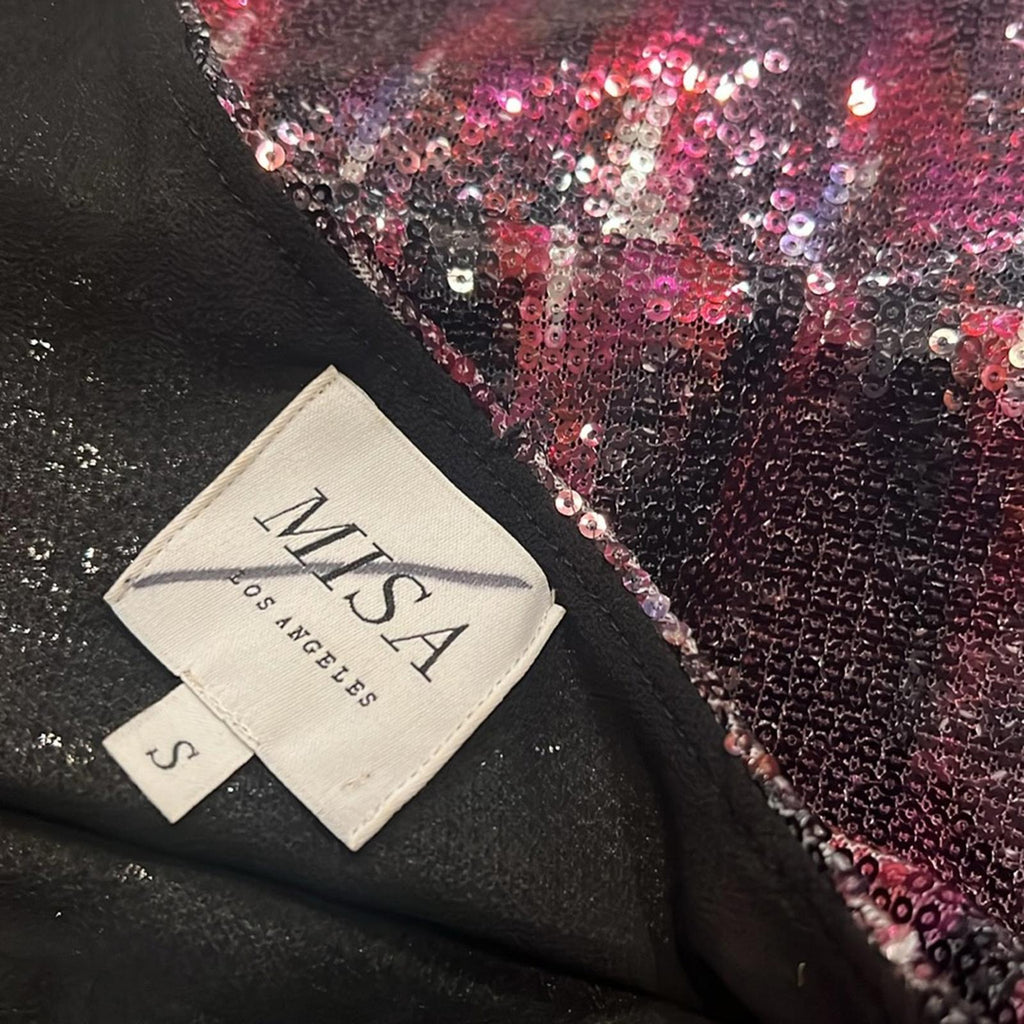 MISA Revolve Nova One-Shoulder Sequin Mini Dress, Purple Size S New w/o Tag $370