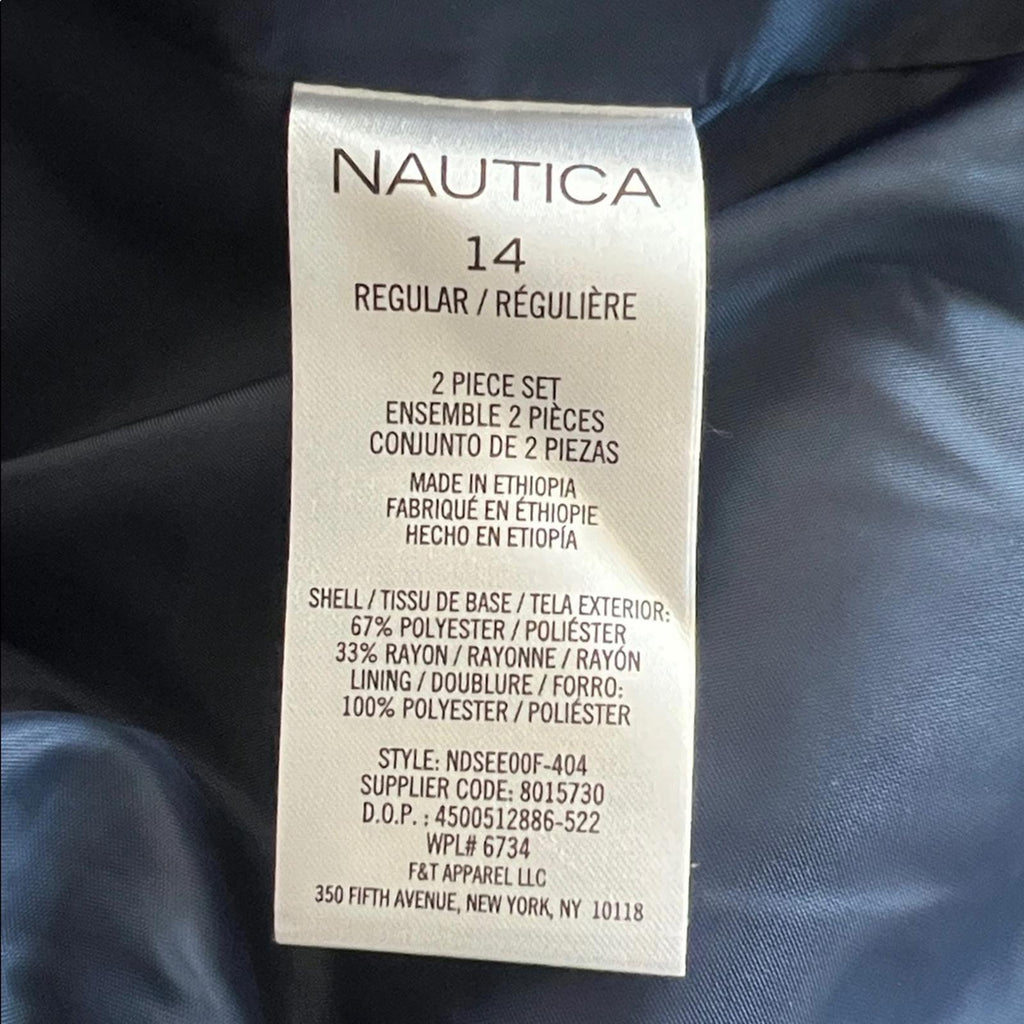Nautica 2-Piece Micro Texture Suit in Blue, Big Boys Size 14, NEW $140