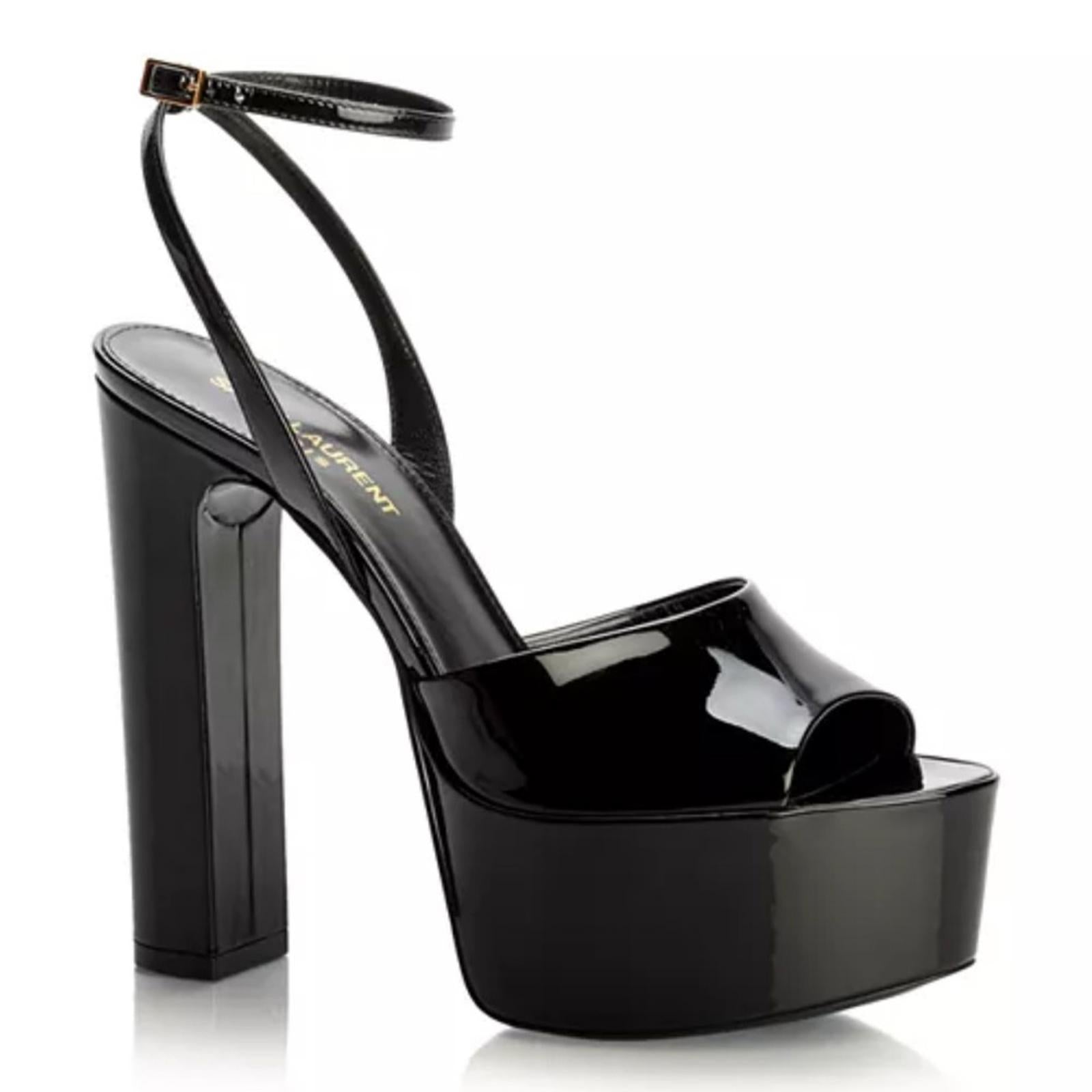 Saint Laurent Jodie Platform High Heel Sandals Black, Size 40 (SV 701788) NWT
