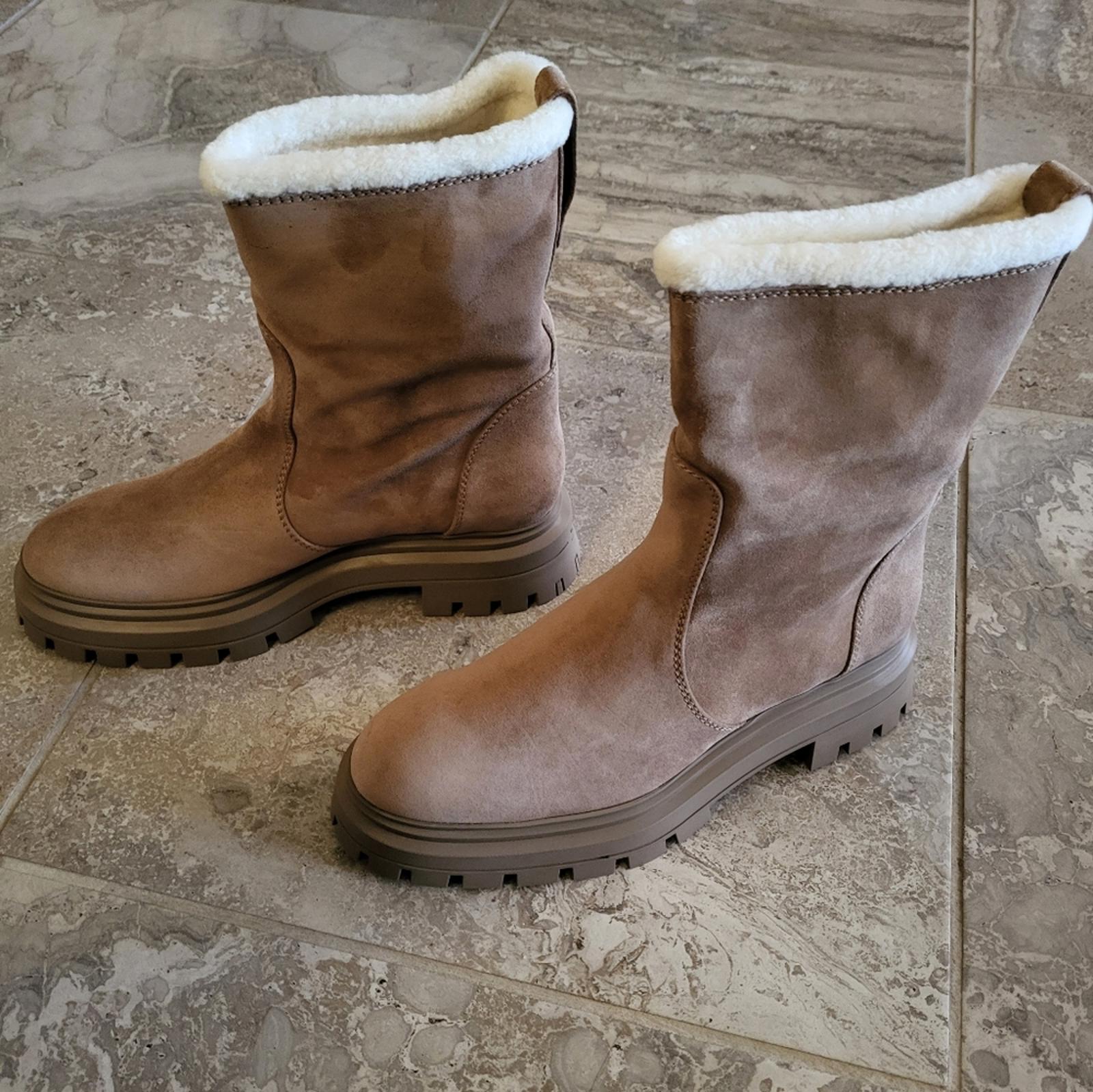 Stuart Weitzman Bedford Suede Shearling Winter Booties, Size 41.5/11 New in Box
