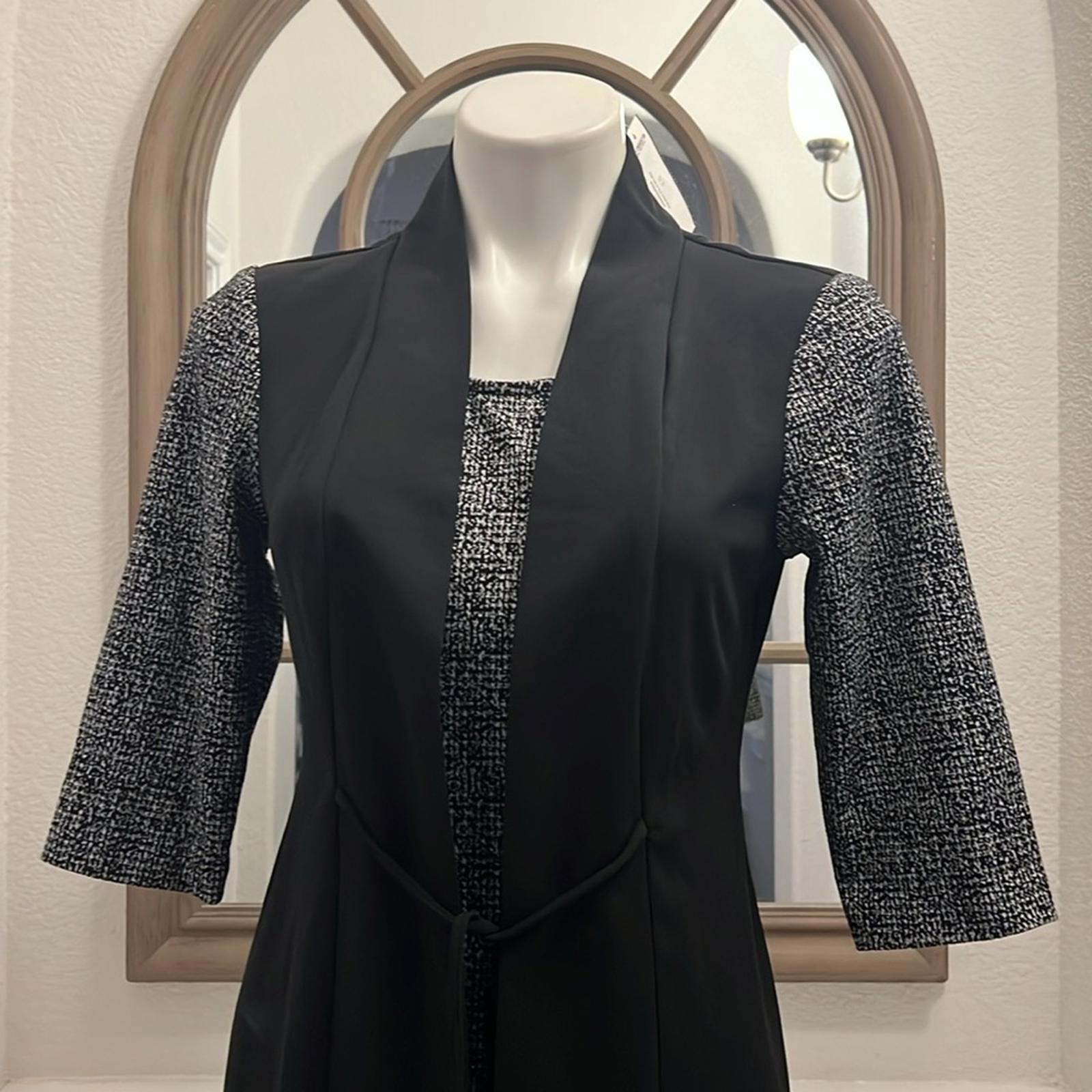 Connected Apparel Tie-Waist Mini Sheath Dress in Black, Petite Size 6 New w/Tag