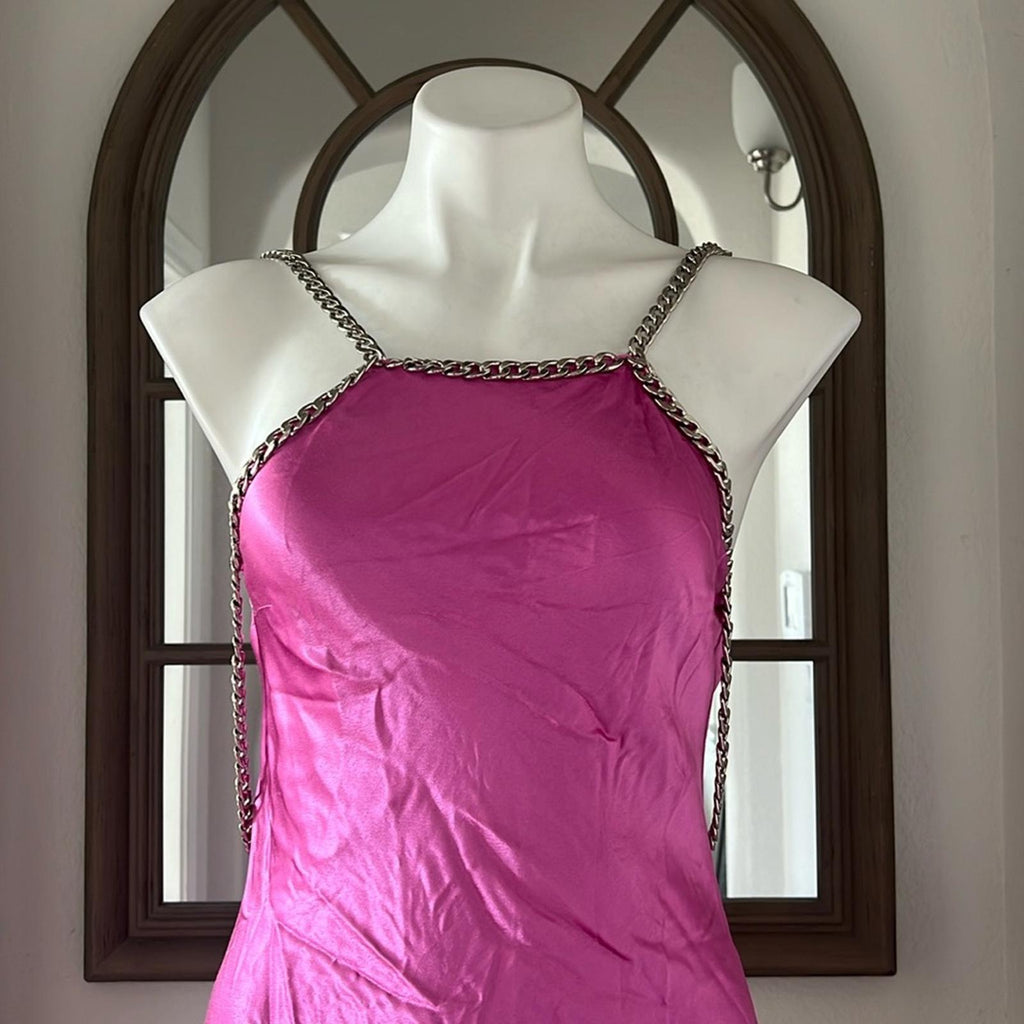 L’Agence Majesty Chain Trim Gown in Pink, Size 2 New w/Tag