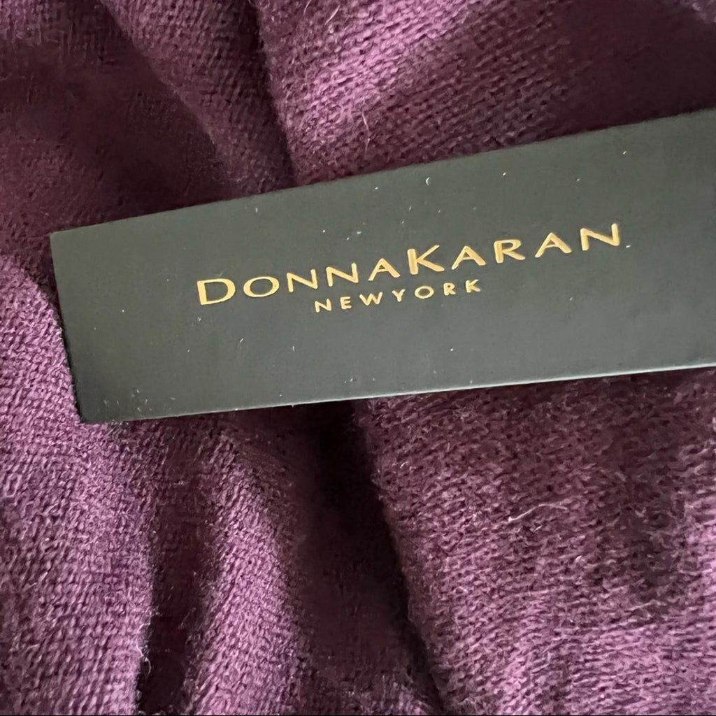Donna Karan Wool Ribbed Kinit Cardigan in Purple, Size M/L New w/Tag
