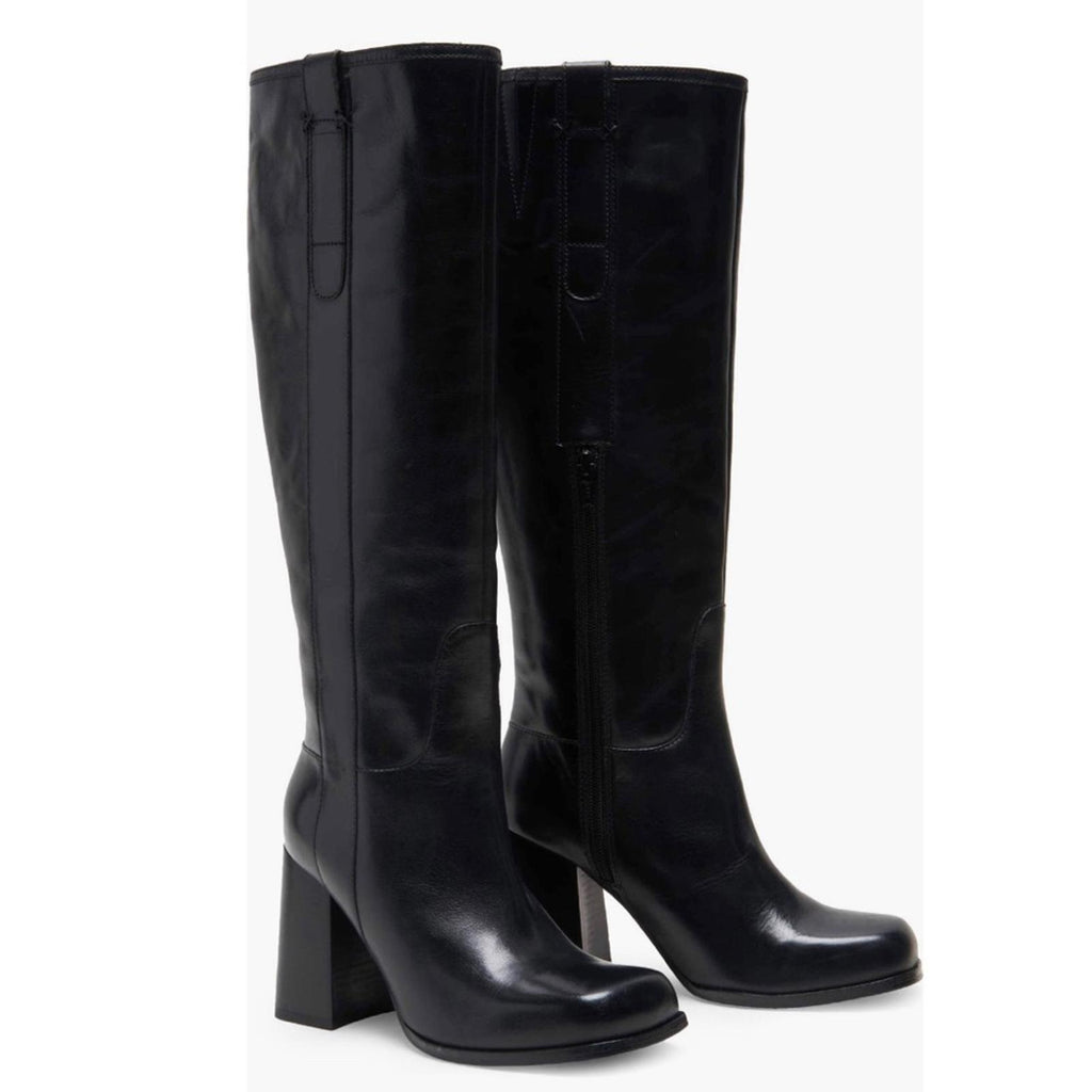 Free People Naomi Tall Leather Boots, Black, Size 6.5 New w/Tag, w/o Box