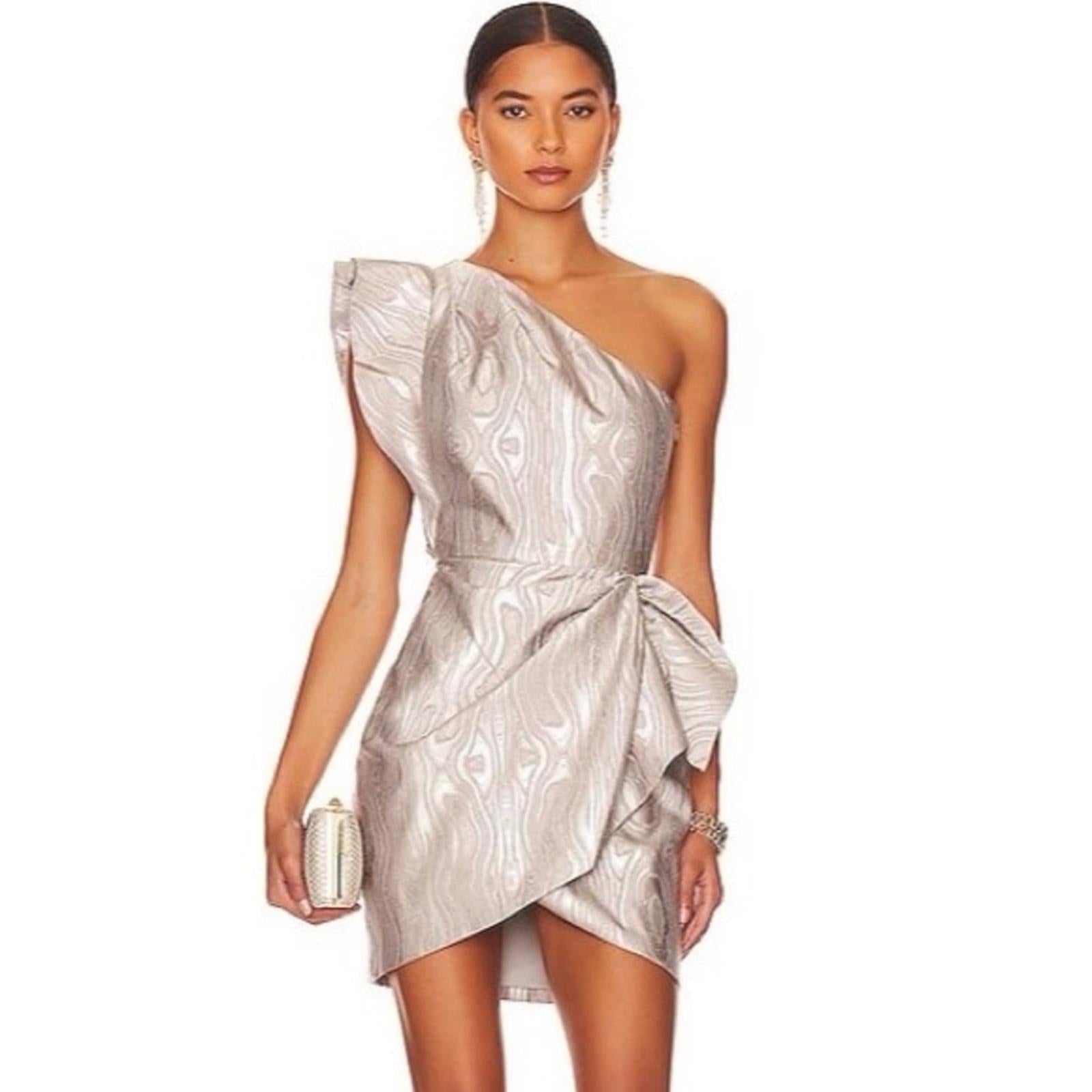 SAYLOR Ann Woodgrain Jacquard Mini Dress, Silver Size M EXCELLENT!