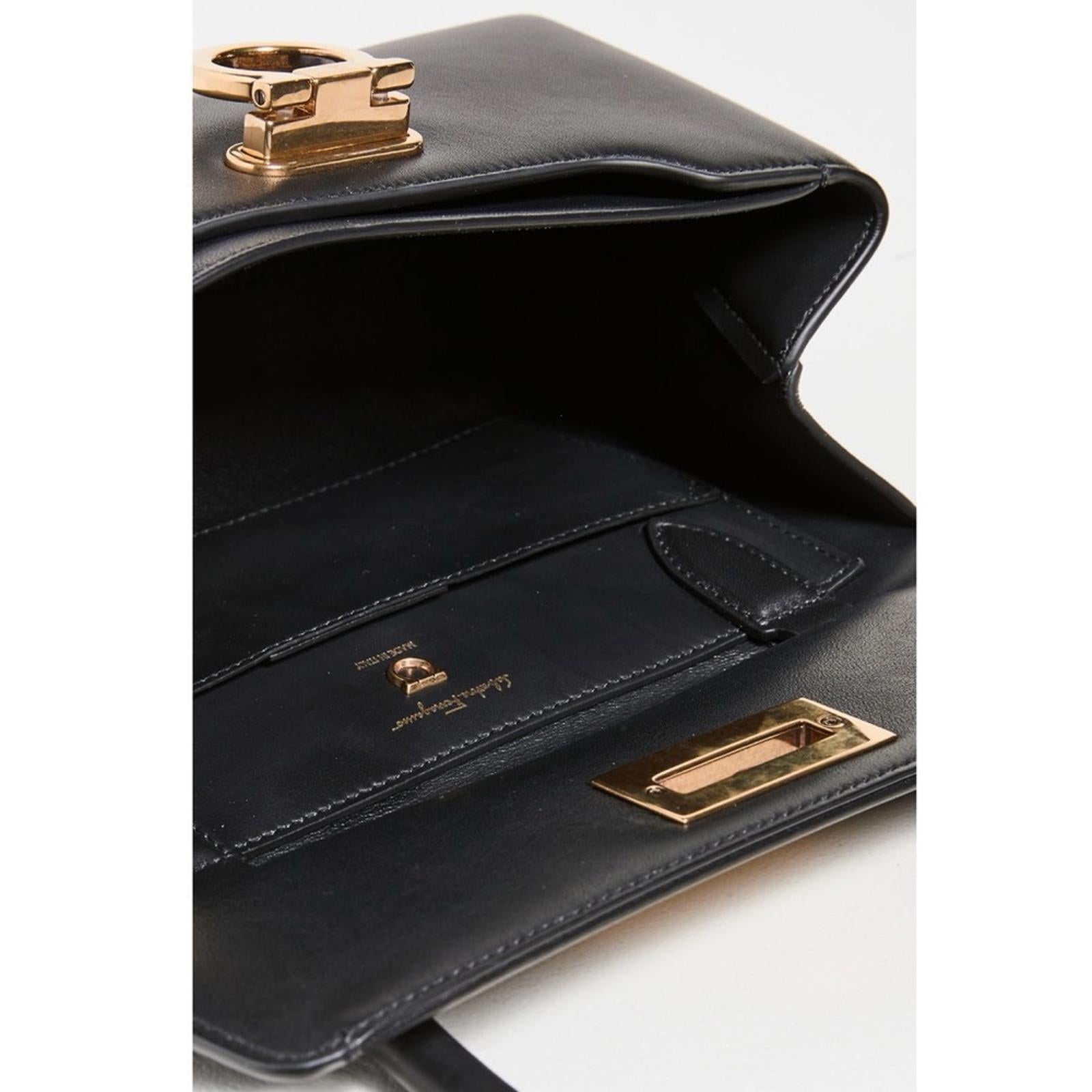 Salvatore Ferragamo Trifolio Swing Leather Shoulder Bag in Black, Like New