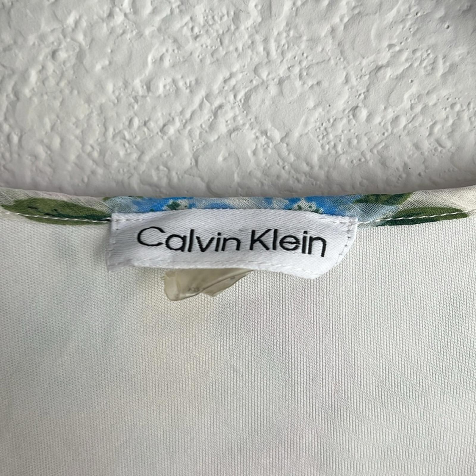 Calvin Klein Floral Chiffon Peasant Maxi Dress, Size 16 EXCELLENT Retail $139