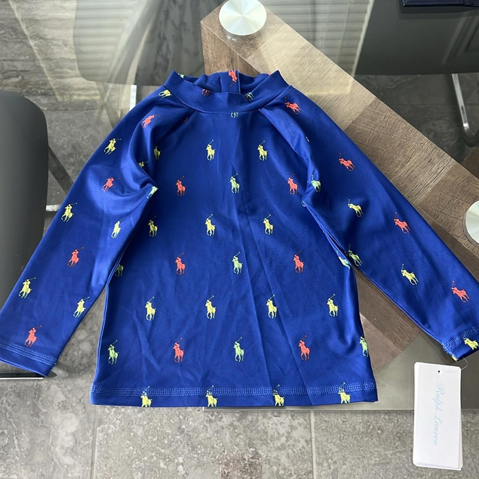 Boy's Ralph Lauren Stretch Poly-Jersey Rashguard Swim Top, 18-24 Months NWT $55