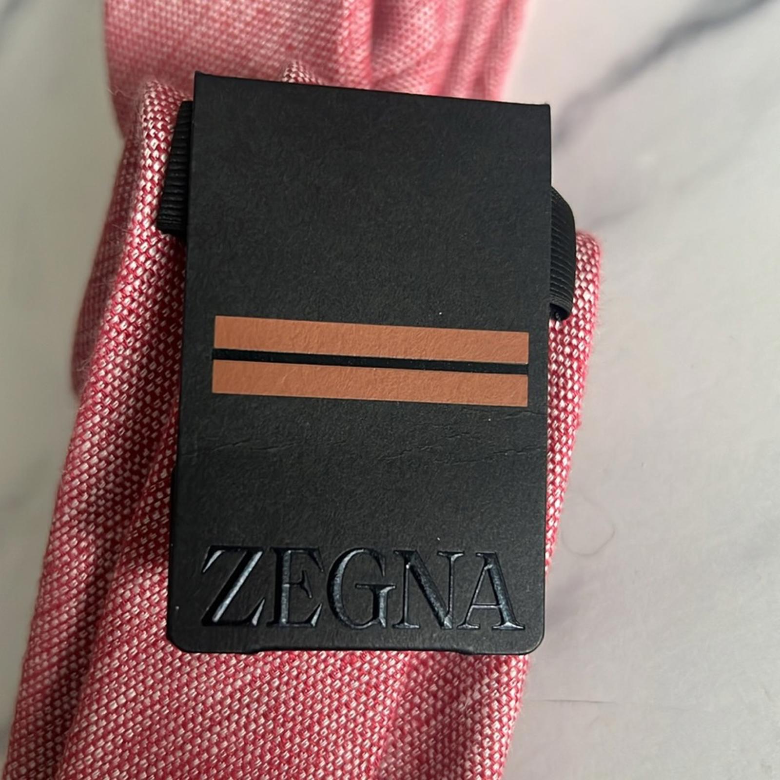 Zegna Lino Linen Medium Red Solid Neck Tie, One Size, New w/Tag
