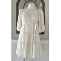 NWT Calvin Klein Side-Tie Belt Pinstripe Tiered Dress, Petite Size 6 Retail $134