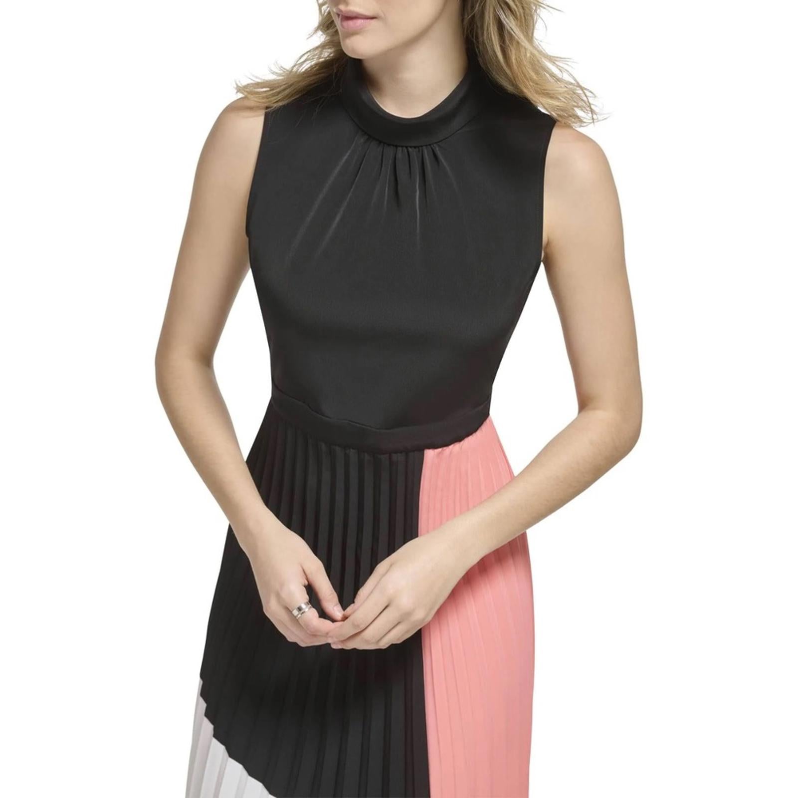 Karl Lagerfeld Pleated Printed Midi Dress, NEW, Size 4