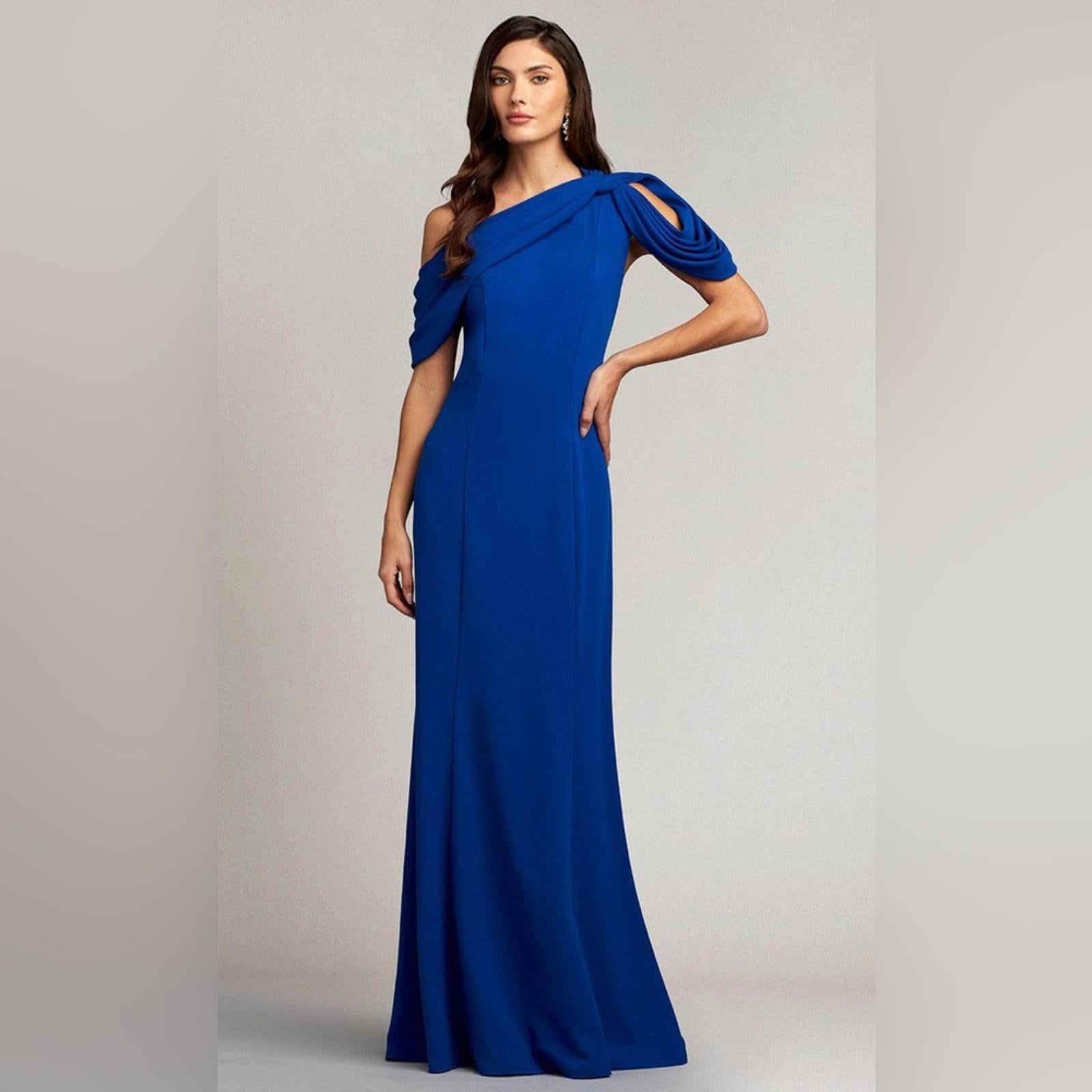 Tadashi Shoji Asymmetrically Pleated Formal Gown, Mystic Blue, Size XL EXCELLENT