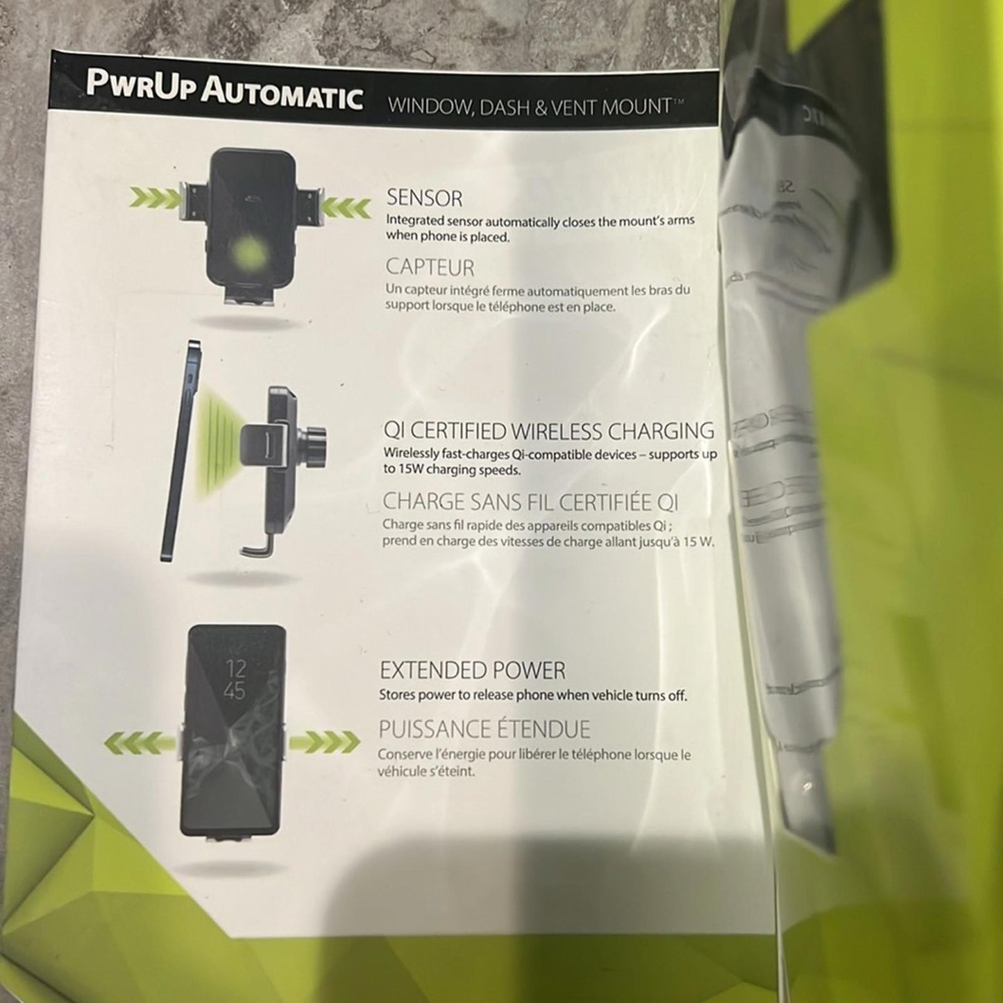 Bracketron PwrUp Qi Automatic Dash / Window / Vent Mount for Most Cell Phones