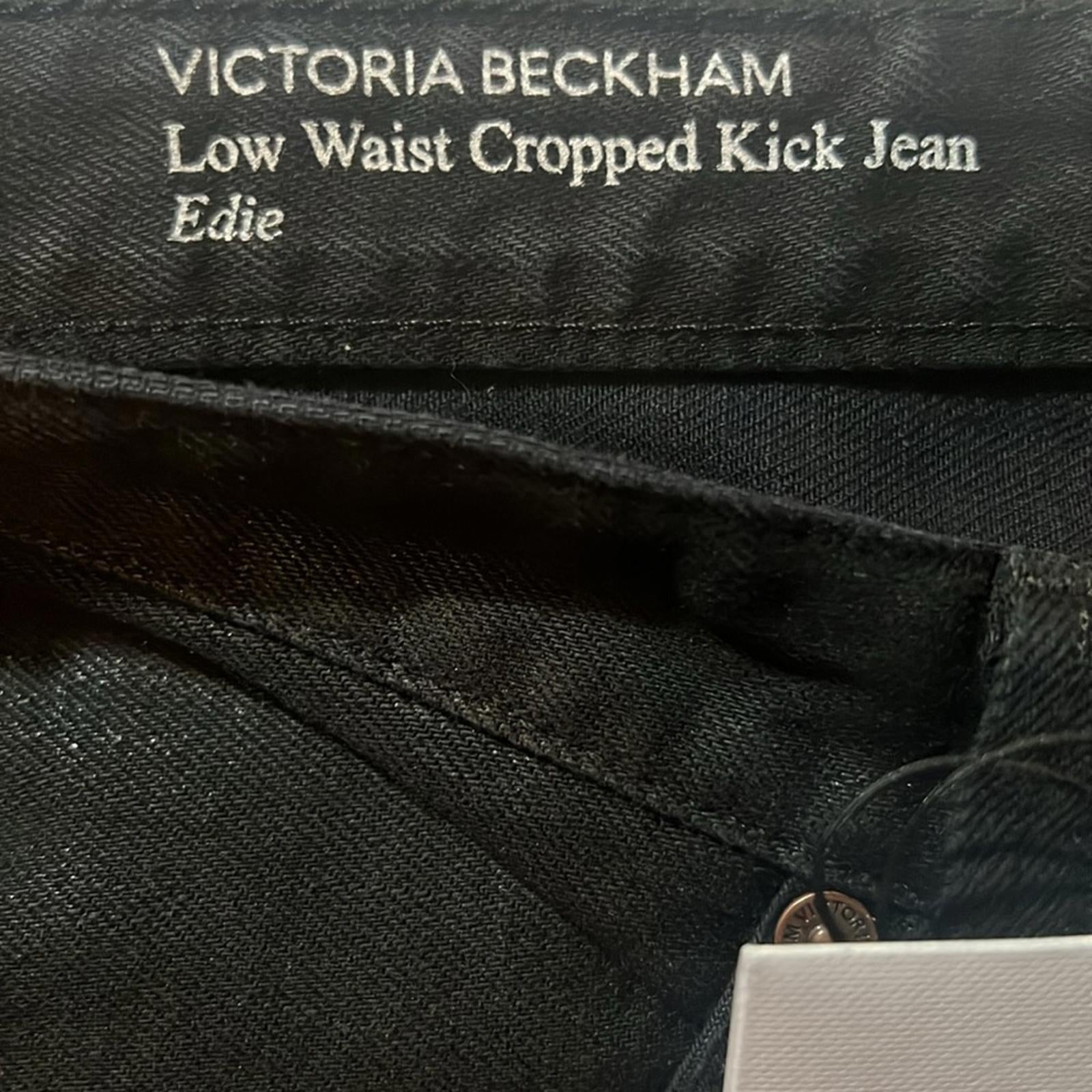 Victoria Beckham Edie Coated High-Rise Flared Jeans in Black, NWT, UK Size 26