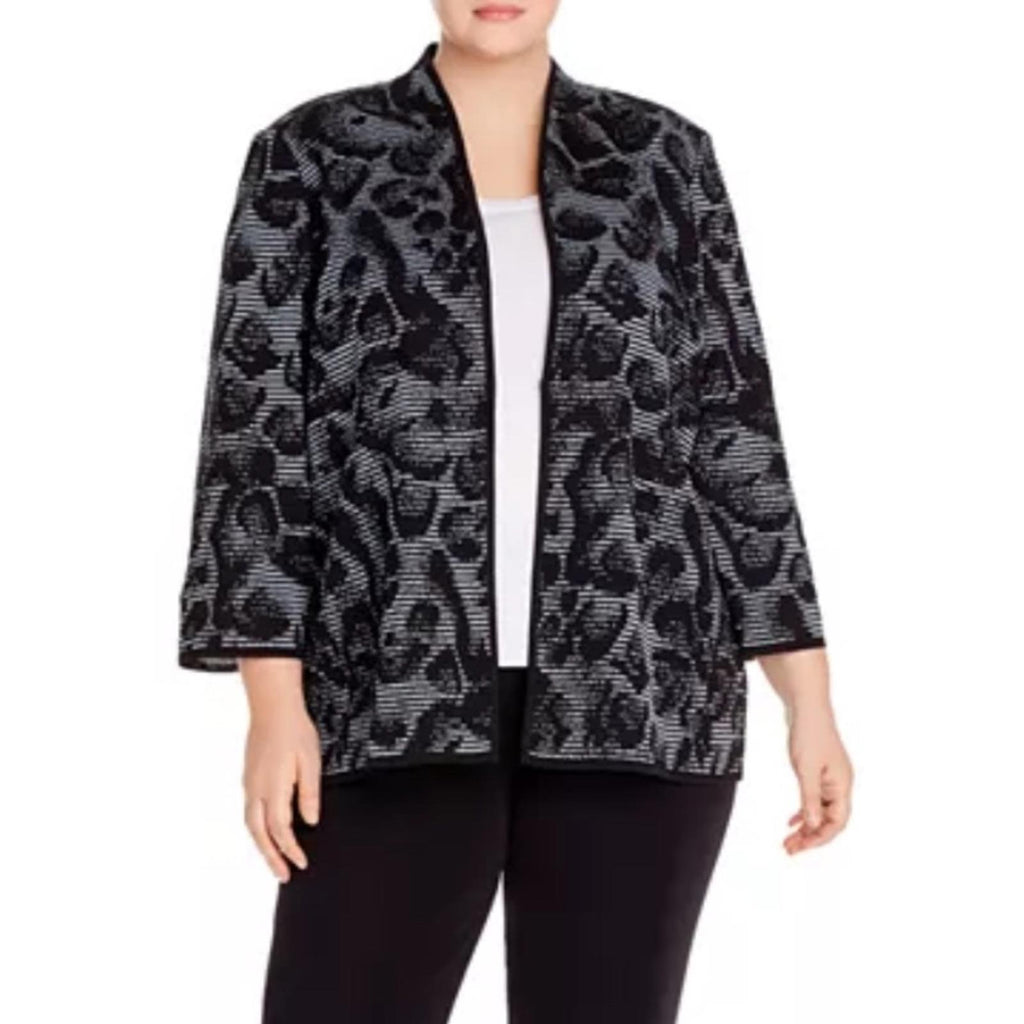 Misook Plus Animal-Print Knit Jacket, NWT, Size 1X