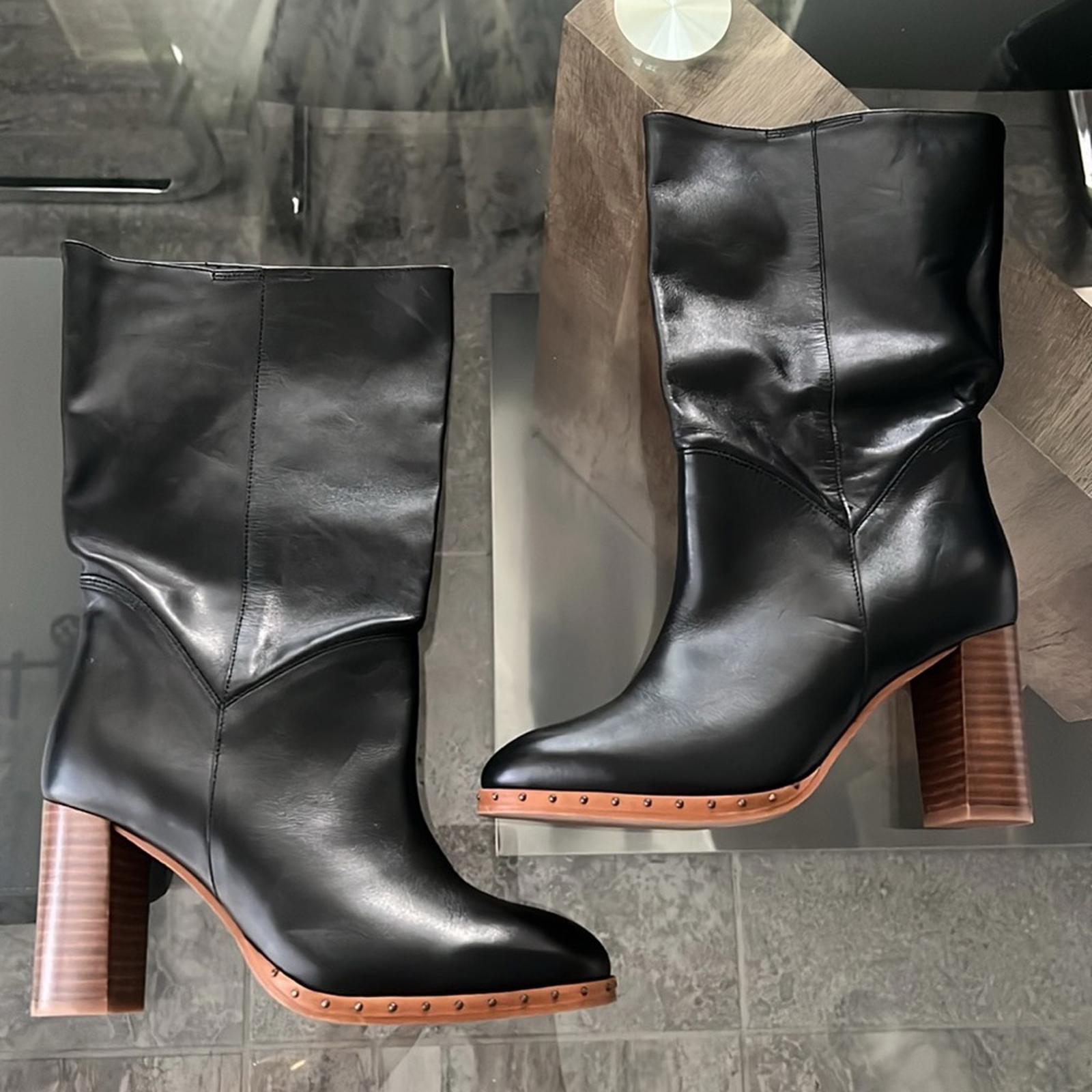 All Saints Mille Block Heel Boots in Black, Size EU 37 | US 7 New w/o Box