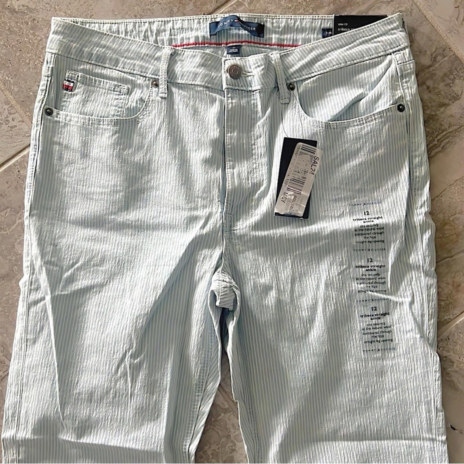 Tommy Hilfiger Tribeca Striped Straight-Leg Ankle Jeans in Railroad Stripe, NWT