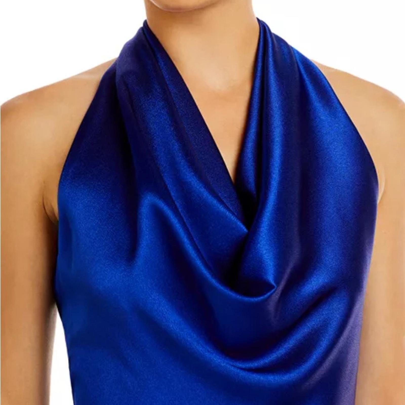 Aidan Mattox Satin Cowl Neck Gown in Royal Sapphire, Size 0 NEW w/Tag $220