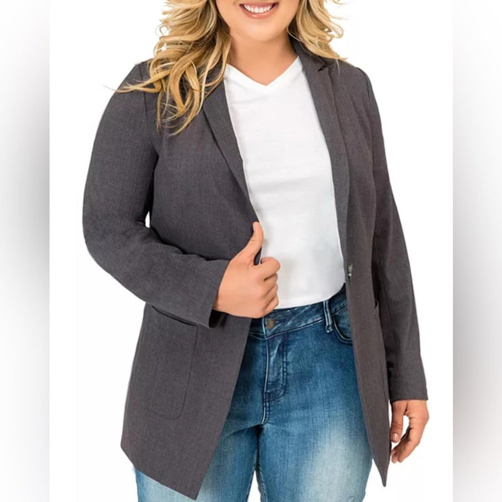 Standards & Practices Single-Button Blazer in Charcoal, NWT, Size 2X