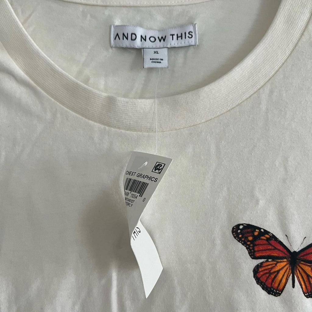 And Now This Men's Butterfly Crewneck T-Shirt, Size XL New w/Tag