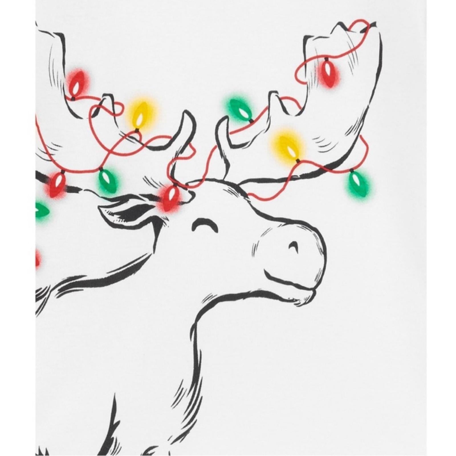 Carter's Big Kids Reindeer Fleece Pajama 2-Pc Set, White Red Black Size 10 NWT