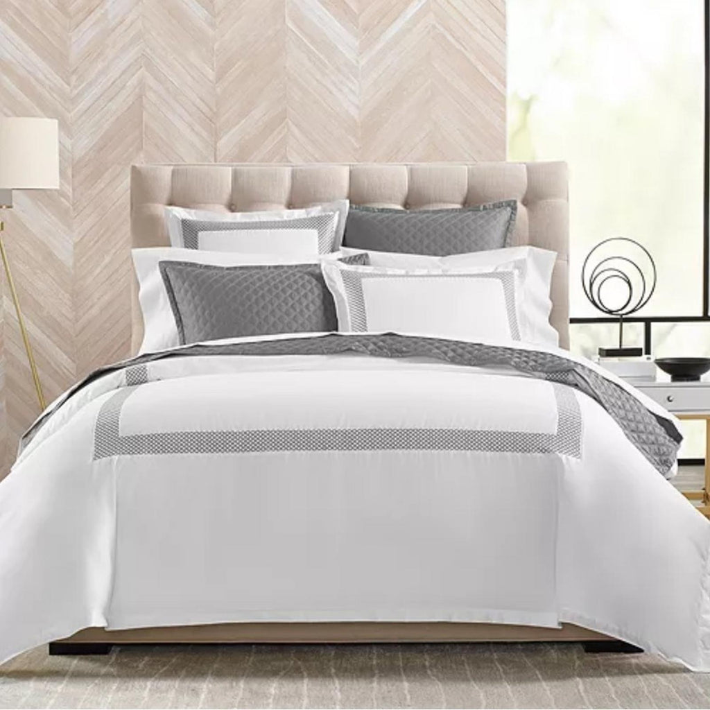 Hudson Park Collection Embroidered Geo Euro Sham in White/Blue, New w/Tag