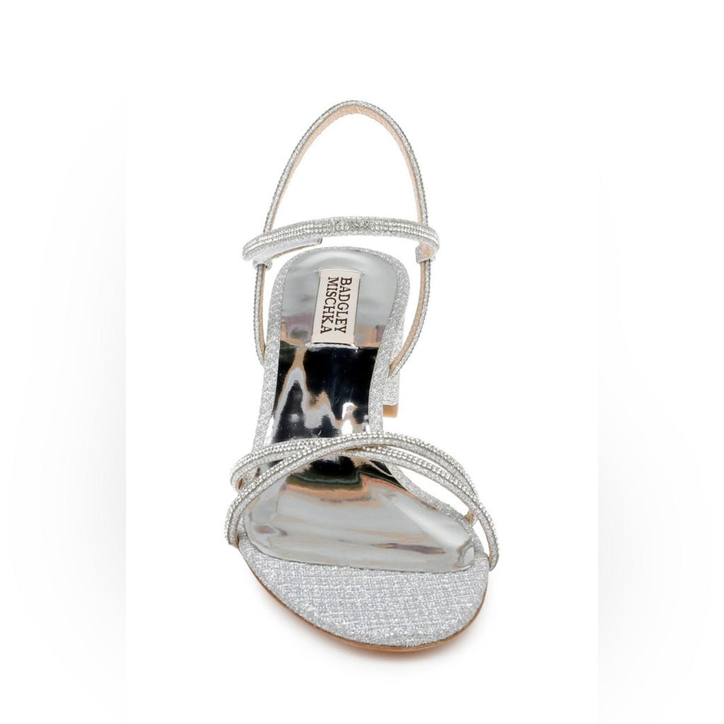 Badgley Mischka Ultima Strappy Block Heel Sandals in Silver, Size 11 New in Box