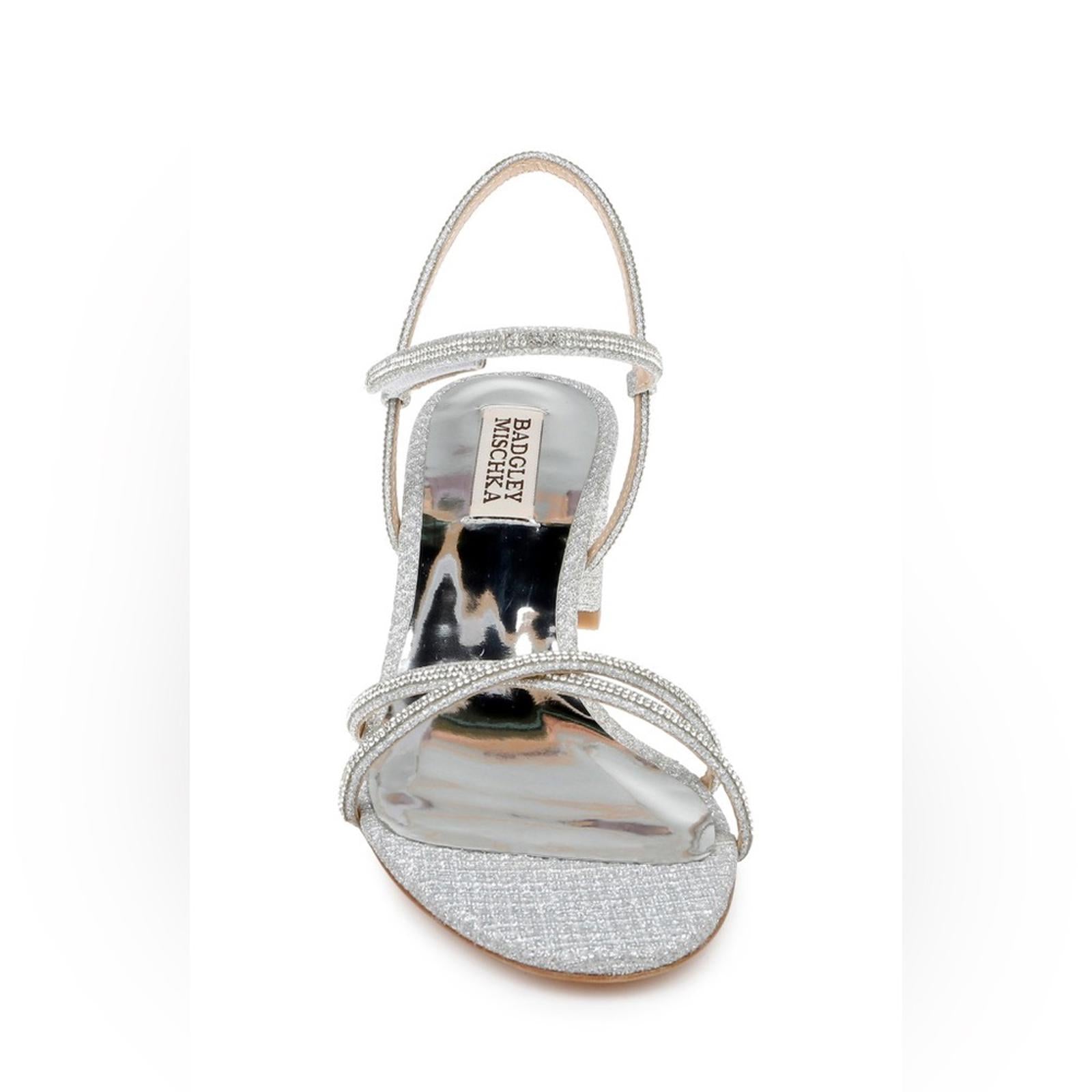 Badgley Mischka Ultima Strappy Block Heel Sandals in Silver, Size 11 New in Box
