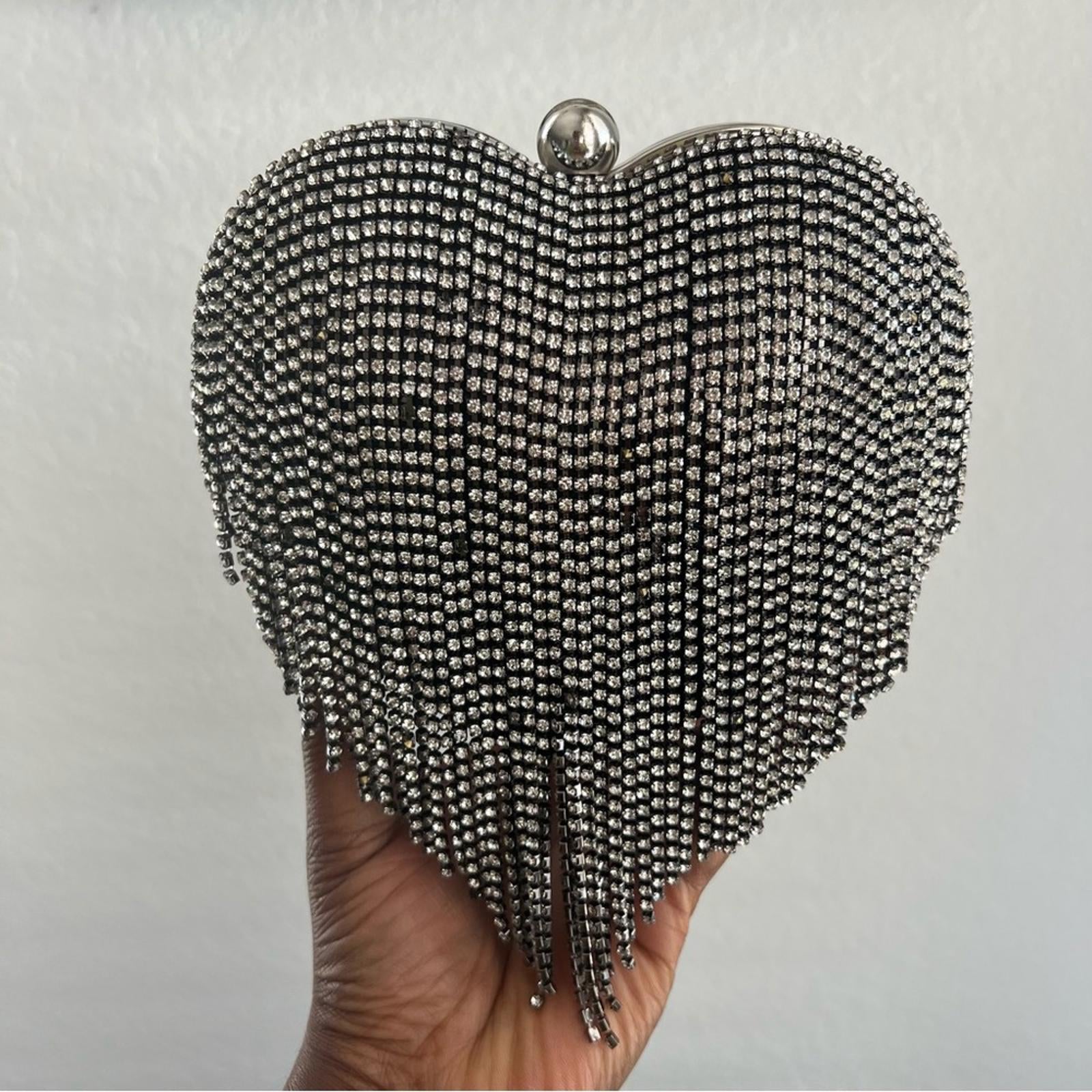 AQUA Heart Crystal Clutch/ Mini Crossbody, One Size,  New w/Tag