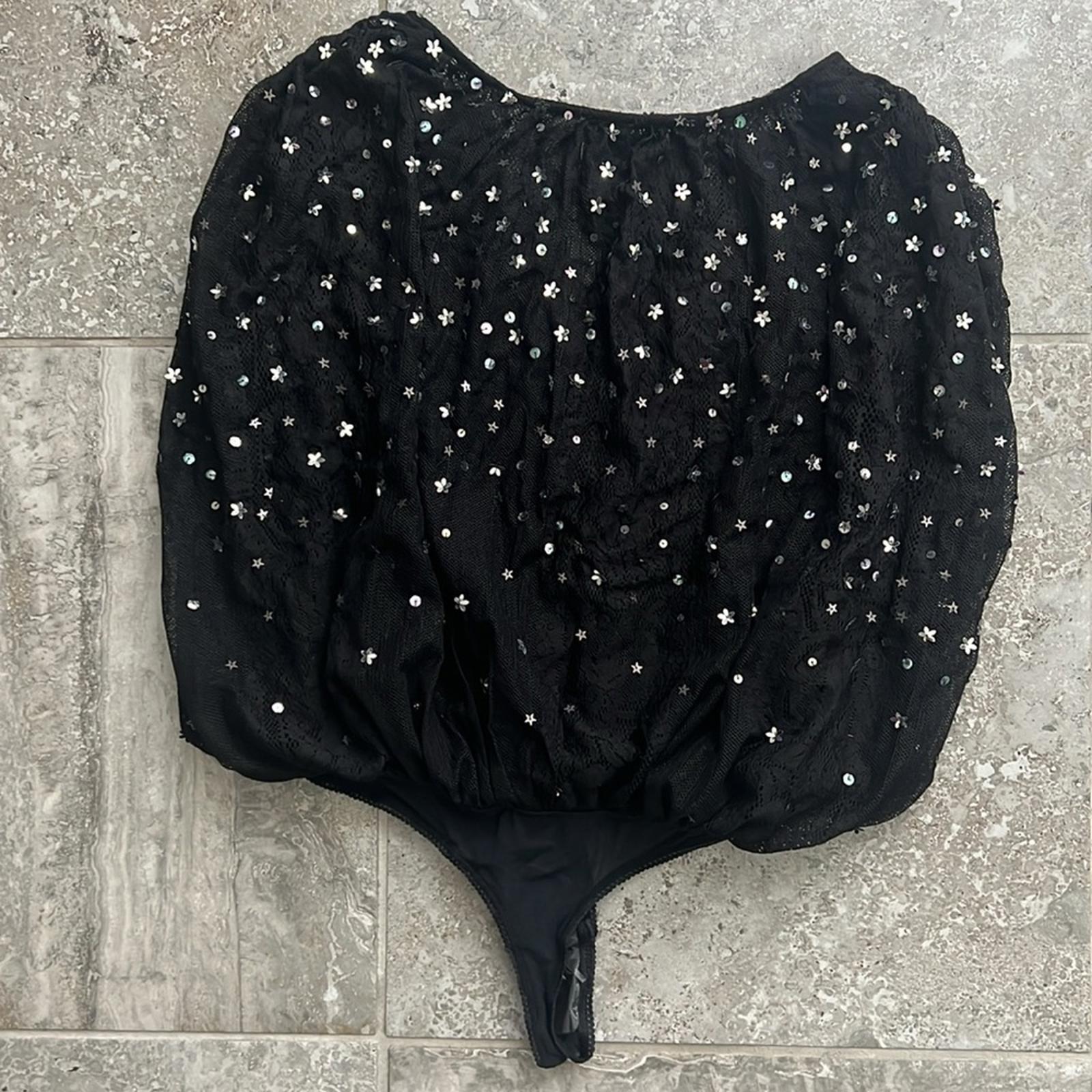 NEW Free People Intimately Black Summer Shine Bodysuit, Size S New w/Tag