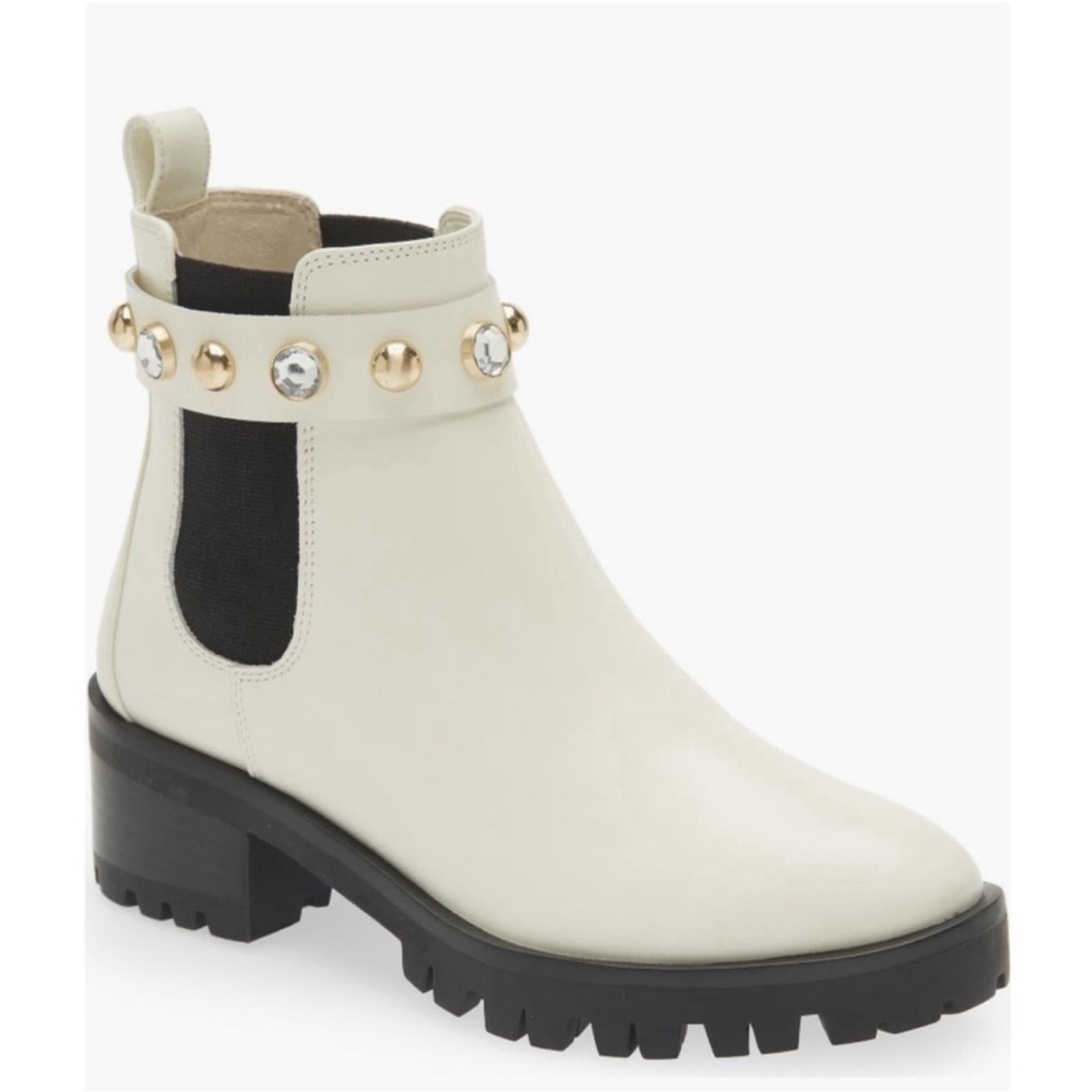 Karl Lagerfeld Paris Porshay Lug Sole Boots in Bone/White, Size 8 NEW $189