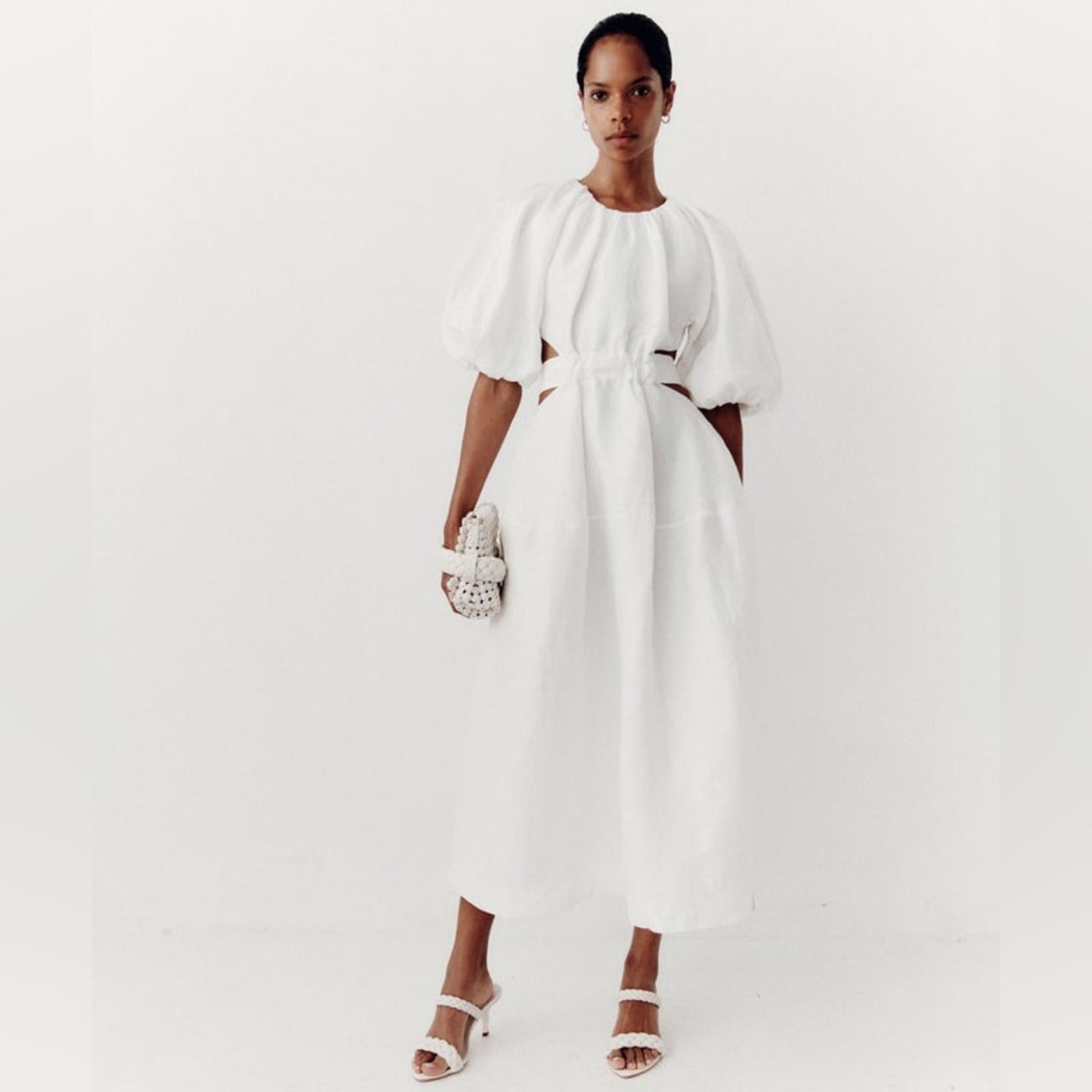 New AJE Mimosa Cut-Out Midi Dress in White, Size AU6 US2 New w/o Tag