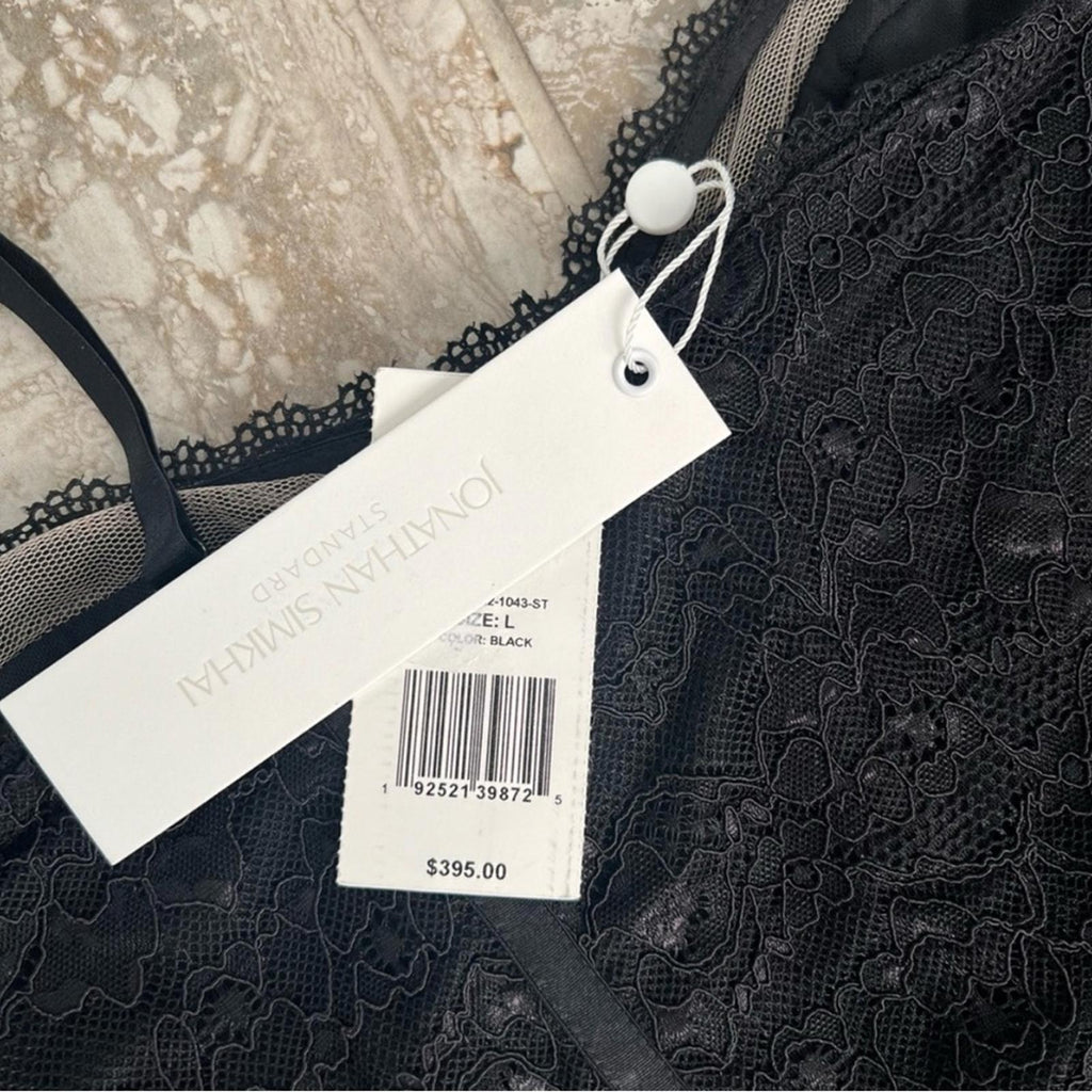 Jonathan Simkhai xRevolve Roslyn Bustier Lace Midi Dress in Black, NWT, Size L