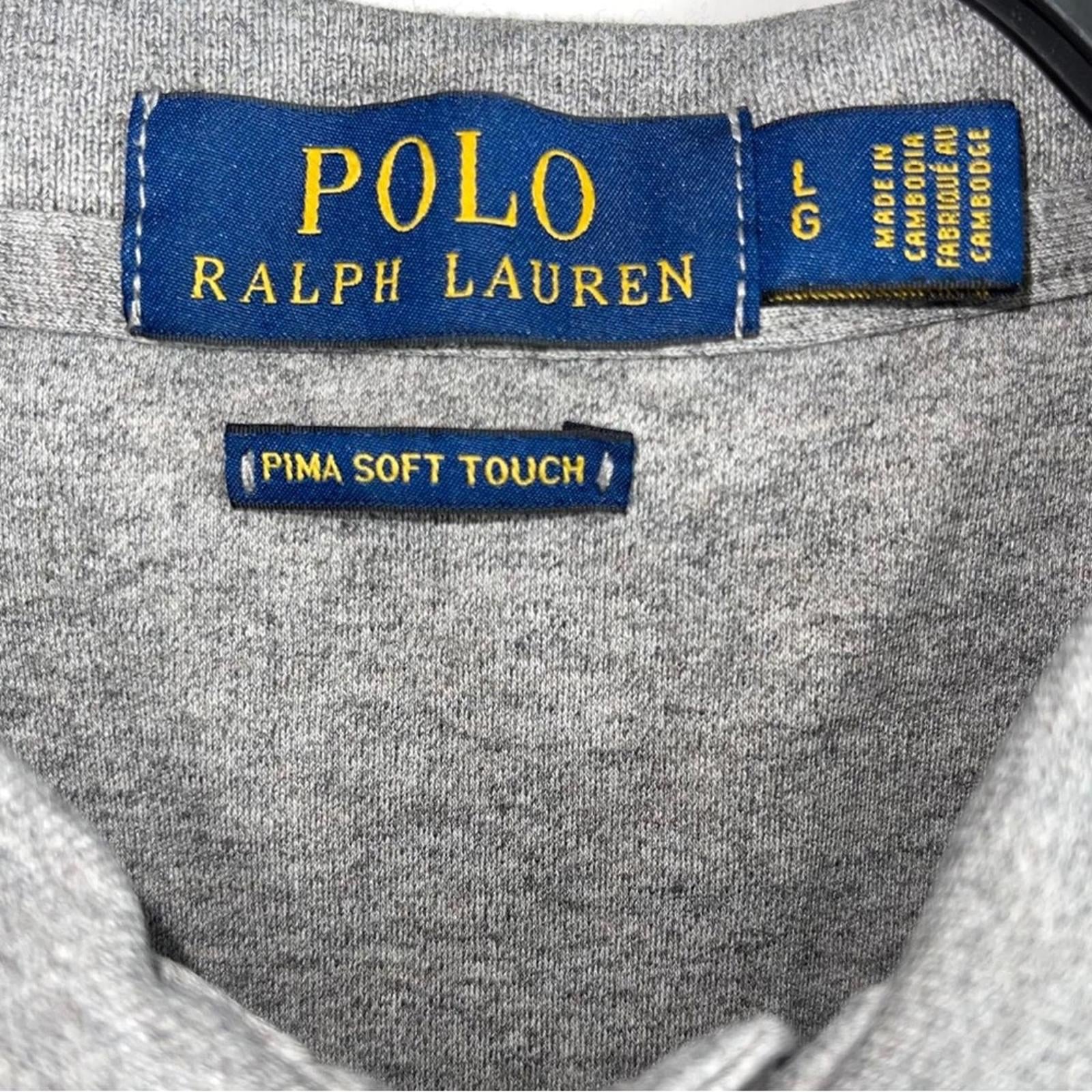 Polo Ralph Lauren Pima Soft Touch Polo Shirt in Heather Grey, Size L EXCELLENT