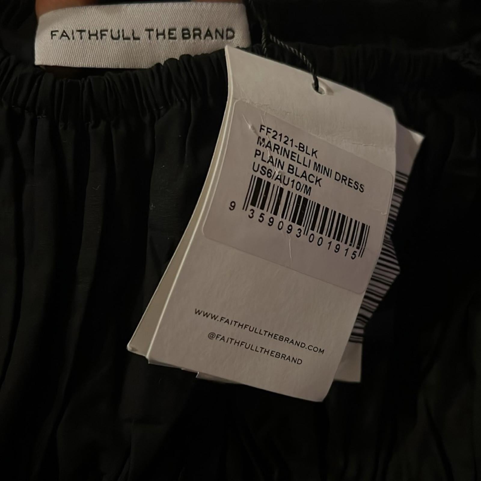 NWT Faithfull the Brand Marinelli Smocked Minidress, Black Size 6 (Sold Out)