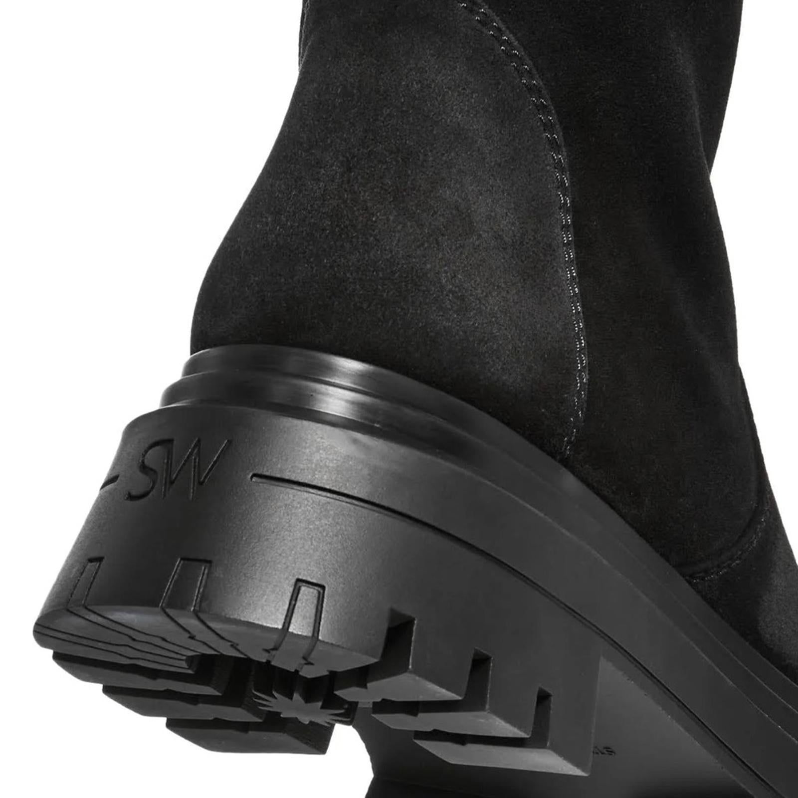 Stuart Weitzman Bedford Chill Suede Shearling Moto Boots, Black Size 11 NWT $695