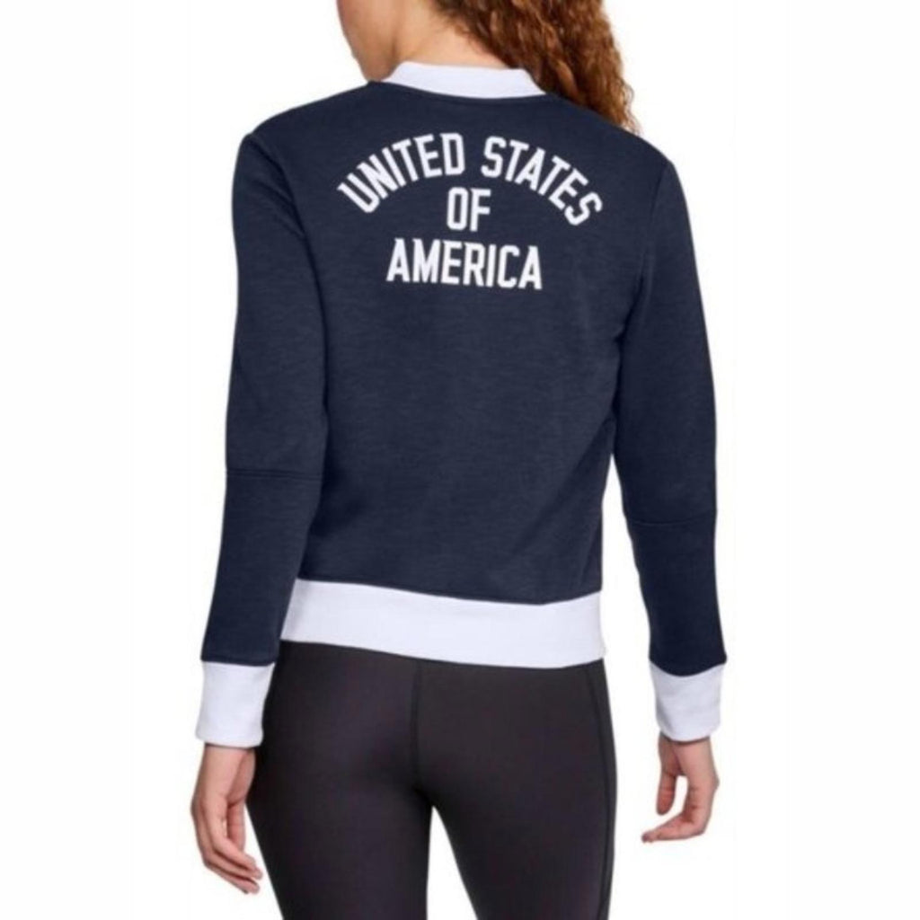 Under Armour Team USA Bomber Jacket Zip Sweatshirt Patriotic Navy Size M NWT