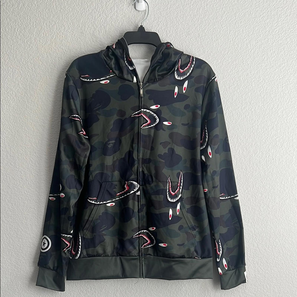 NEW 1st Camo Shark Relaxed Full Zip Hoodie, Size M NEW w/o Tag EXCELLENT!