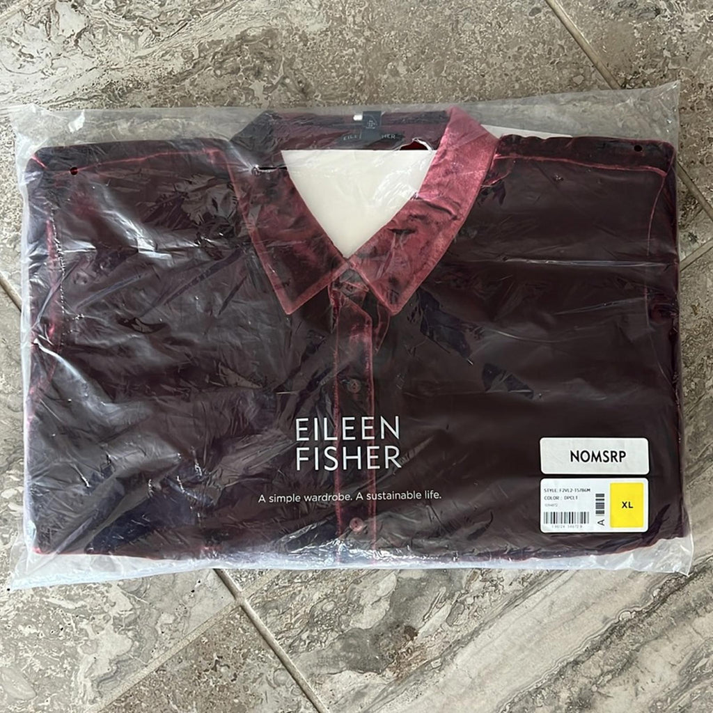 NWT Eileen Fisher Classic Collar Velvet Shirt, Size XL New w/Tag Retail $