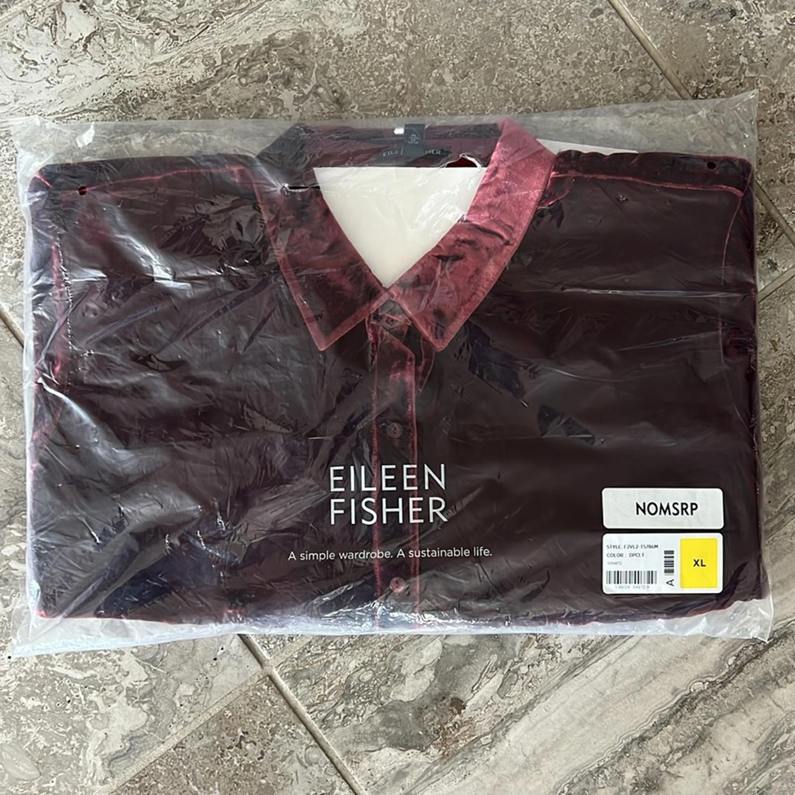 NWT Eileen Fisher Classic Collar Velvet Shirt, Size XL New w/Tag Retail $
