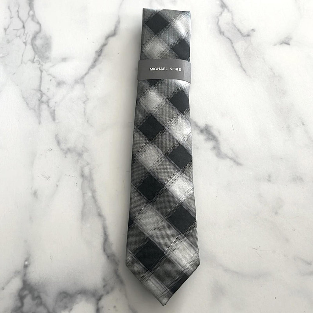 Michael Kors Men's Denton Check Tie in Black Silver, New w/Tag $69.50