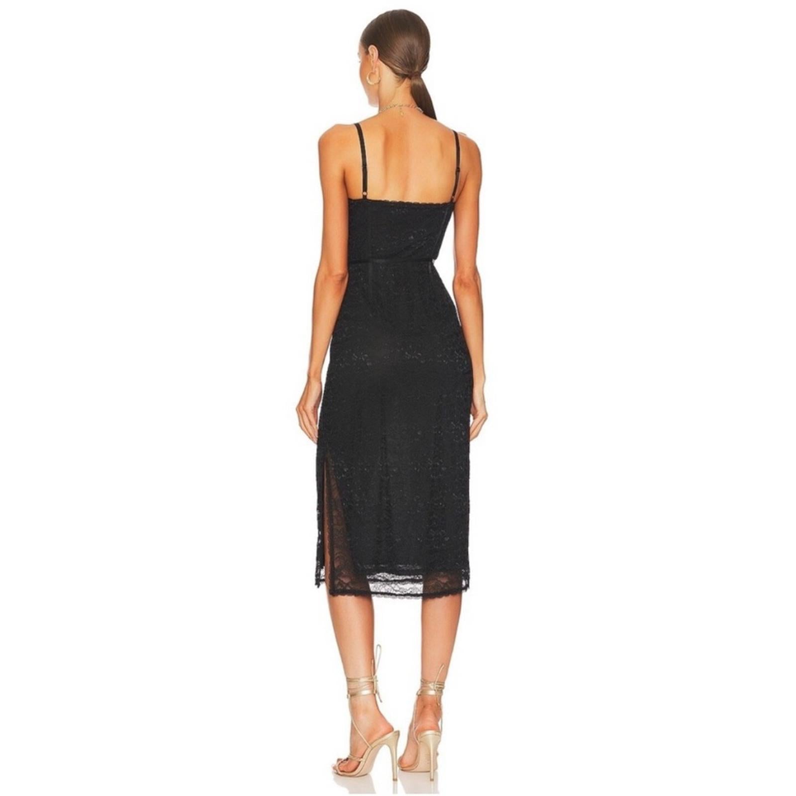 Jonathan Simkhai xRevolve Roslyn Bustier Lace Midi Dress in Black, NWT, Size L